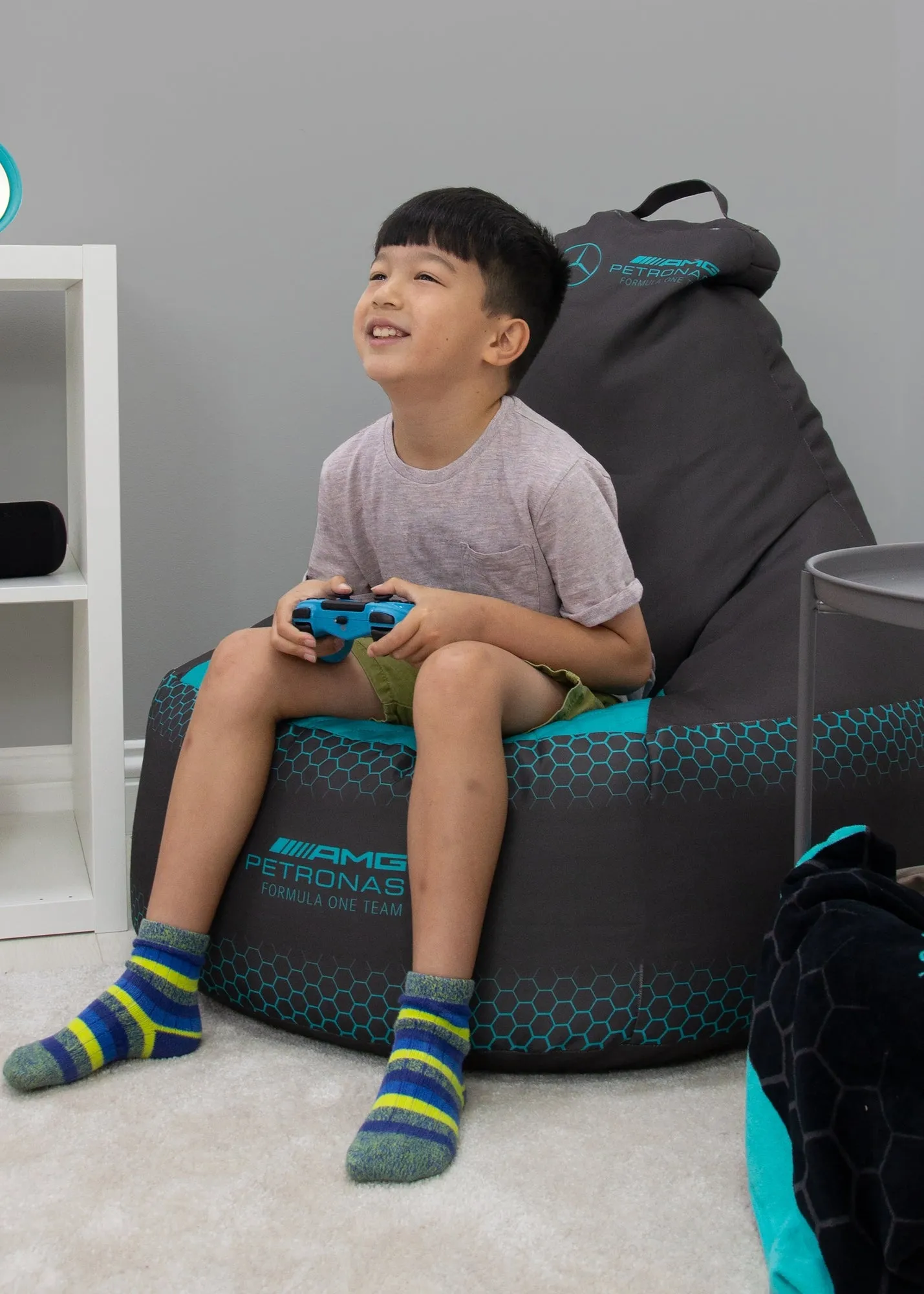 Mercedes Hexagon Bean Chair - Blue, Polyester product