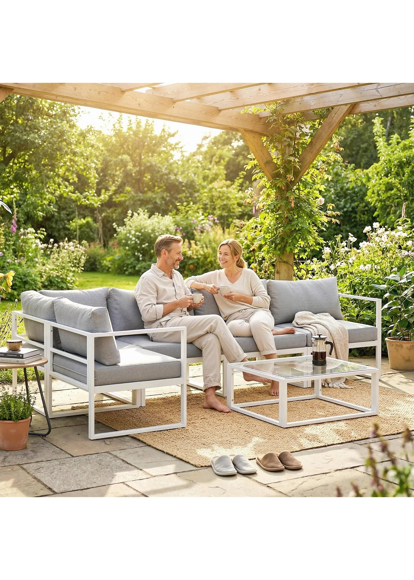 6-Seater Aluminium Garden Furniture Set with Table - Grey product