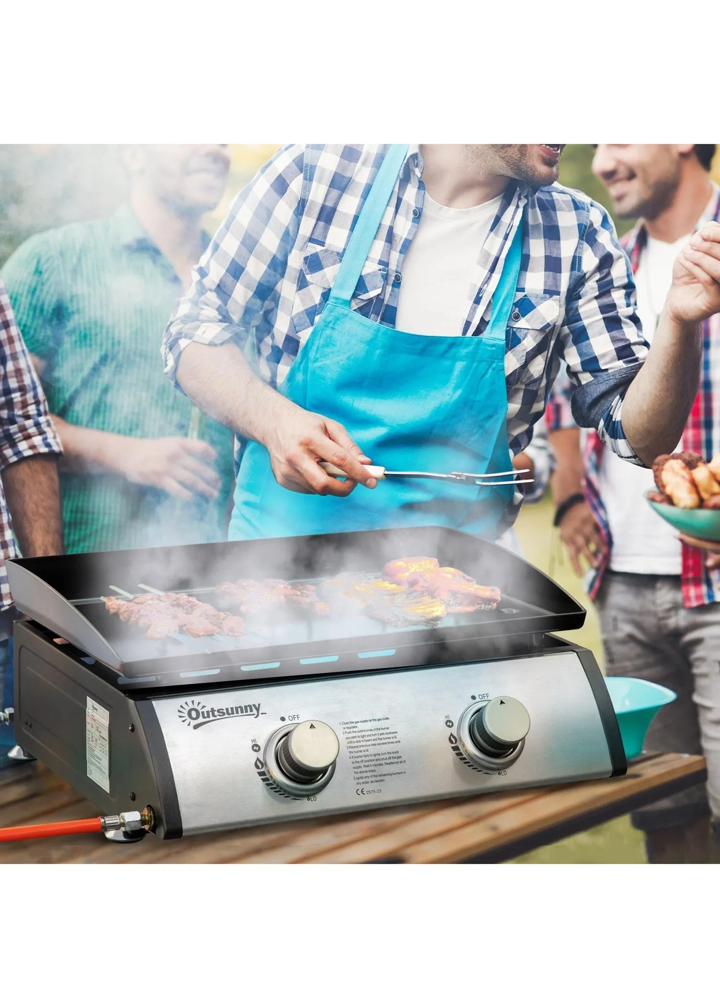 6kW Portable Gas Plancha BBQ Grill - Silver, Stainless Steel product