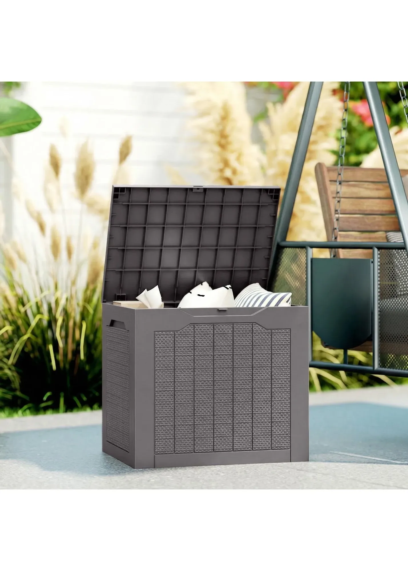93L Plastic Garden Storage Box with Handles - Brown product