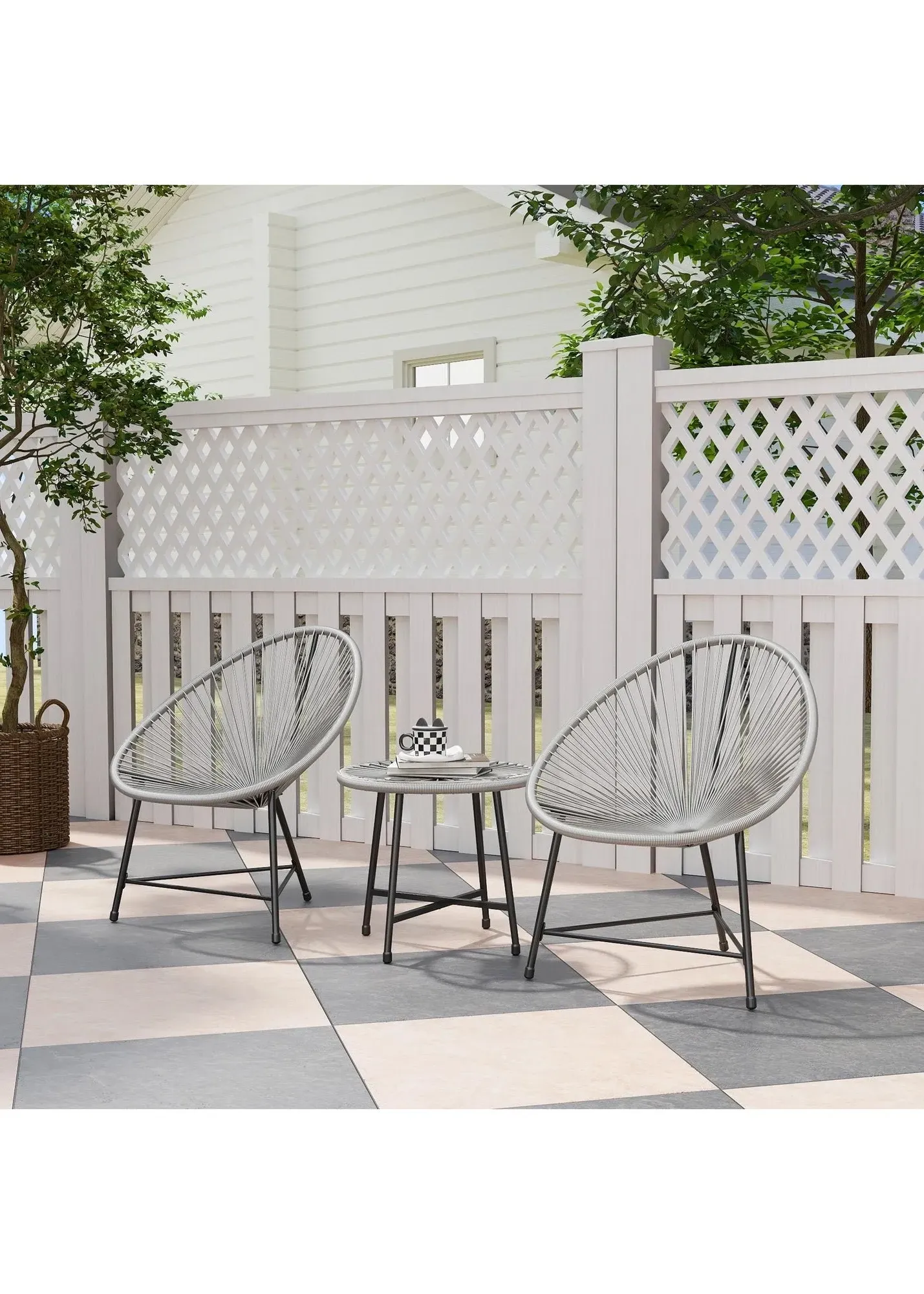 Acapulco Rattan Bistro Set with Glass Table - Grey product