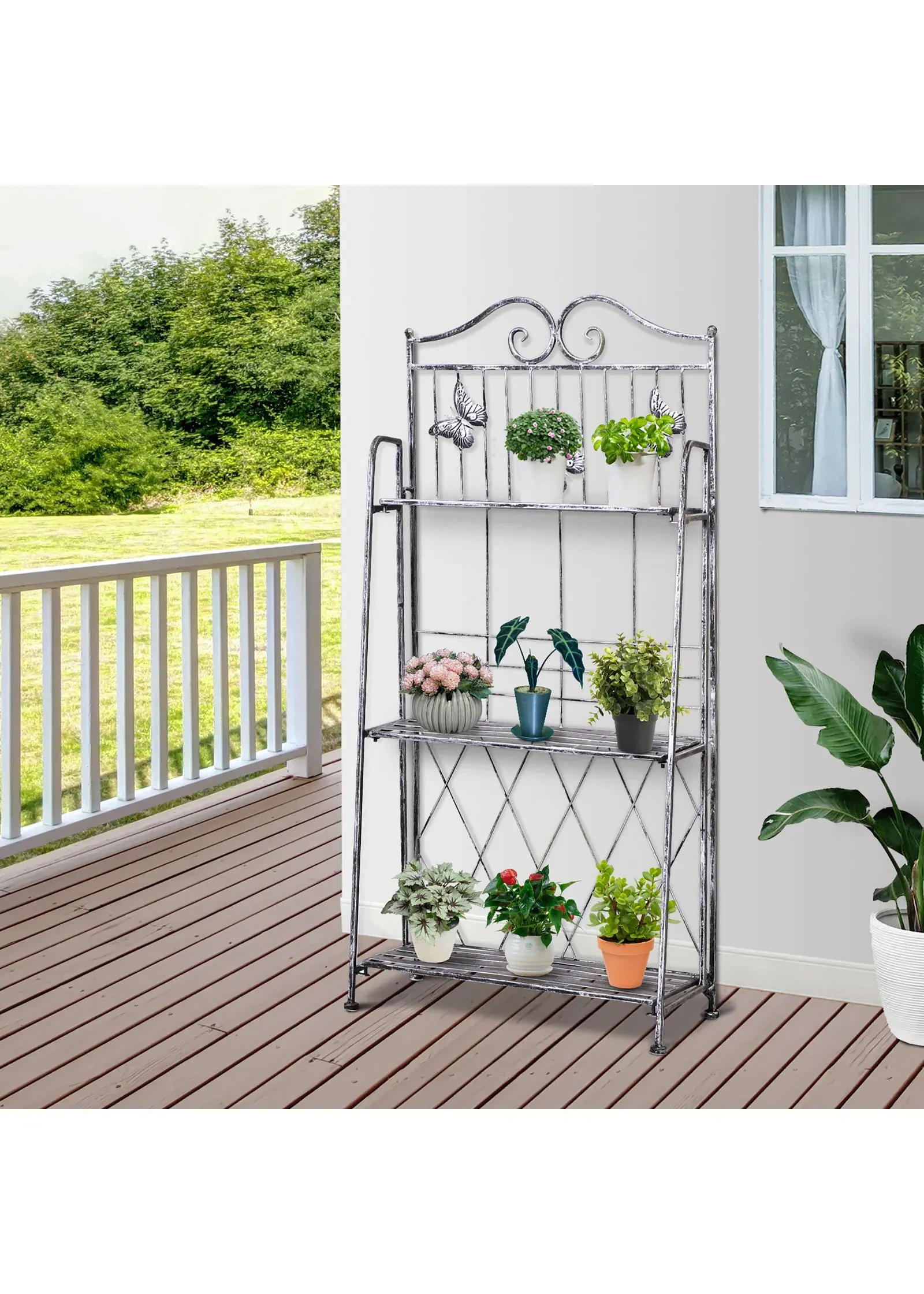 Freestanding 3-Tier Garden Plant Stand - Metallic, Metal product