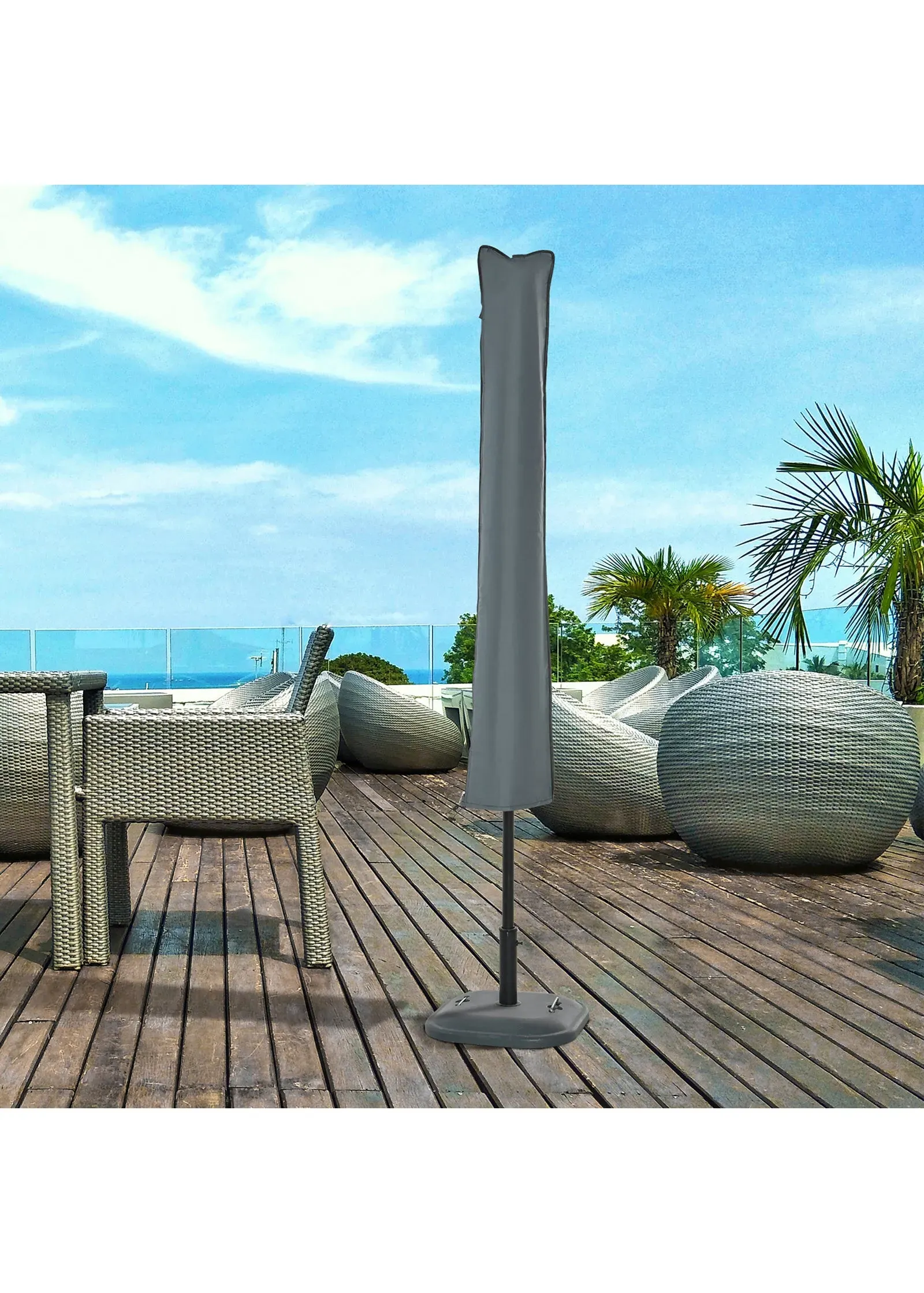 Garden Parasol Cover Waterproof 420D Oxford Fabric - Grey product