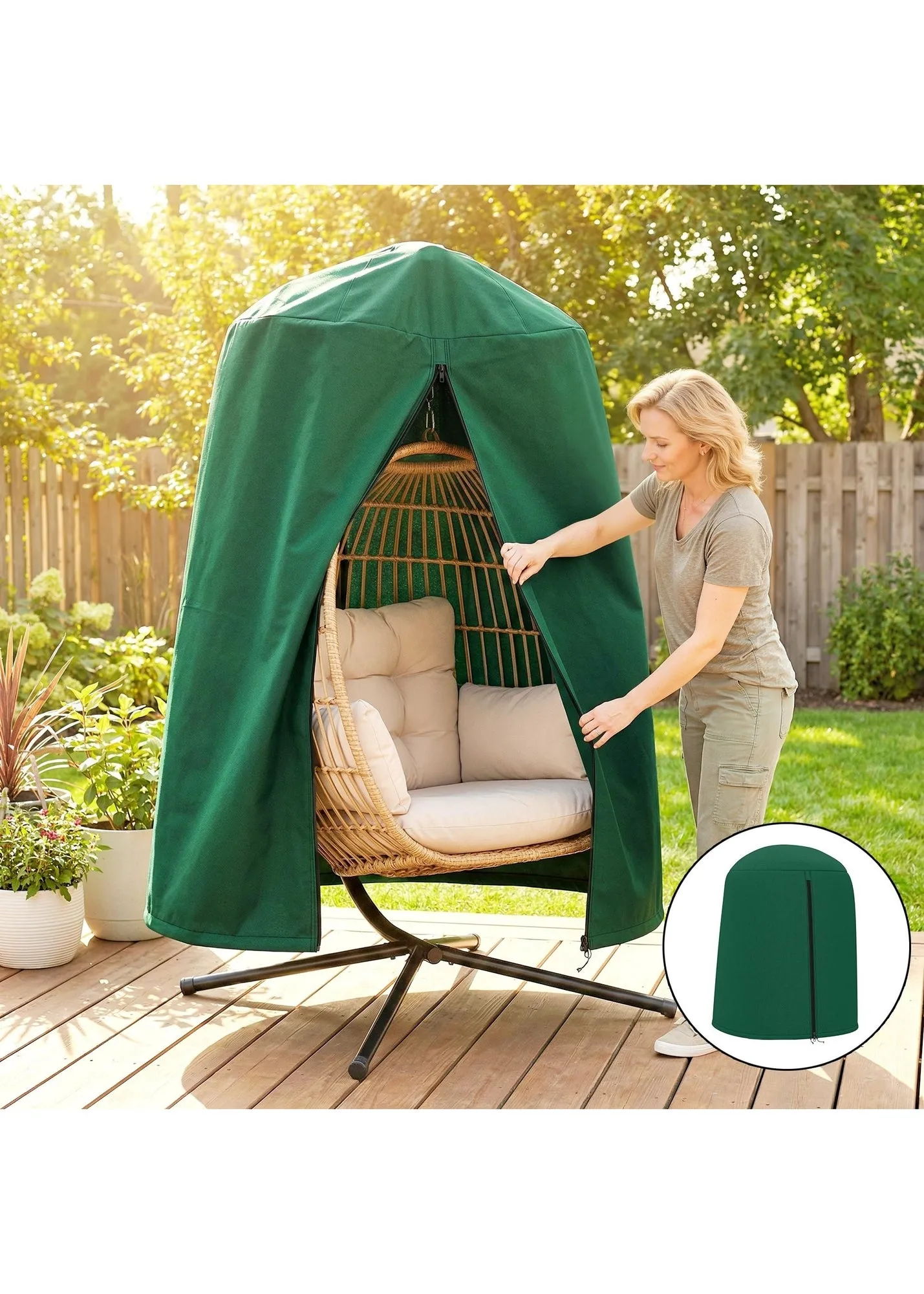 Hanging Egg Chair Cover Waterproof - Green, Oxford Fabric product