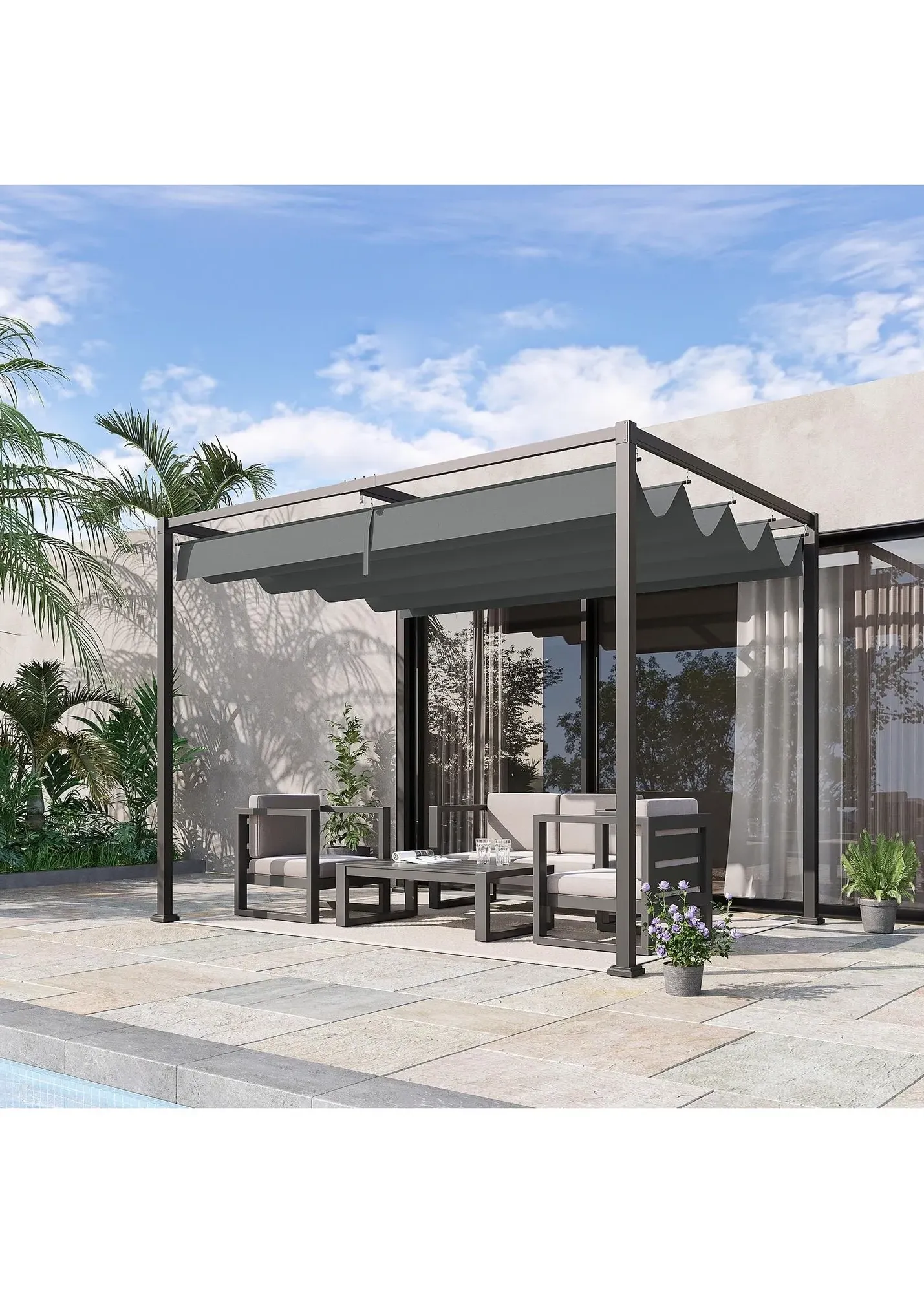 Metal Outdoor Pergola with Adjustable Canopy - Grey product