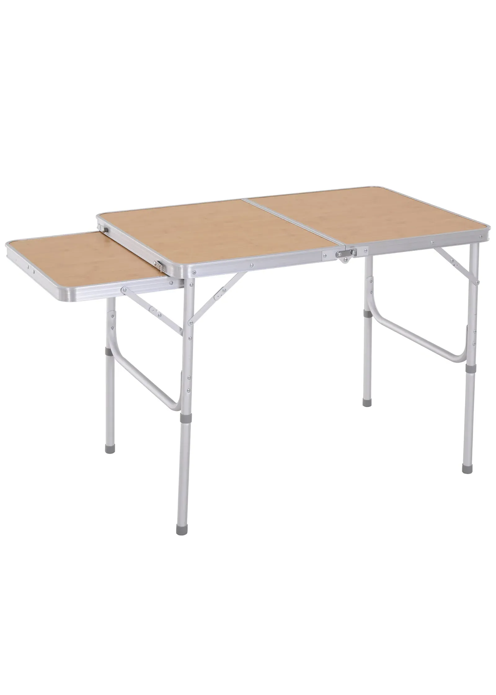 Portable Aluminium Picnic Table with Side Desktop - Natural, MDF product