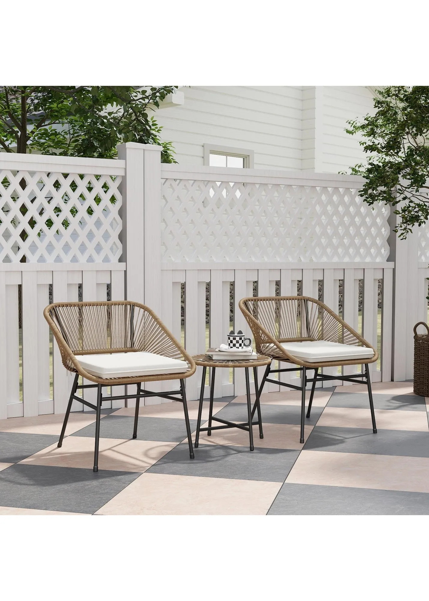 Rattan Bistro Set with Cushion - Natural, PE Rattan product