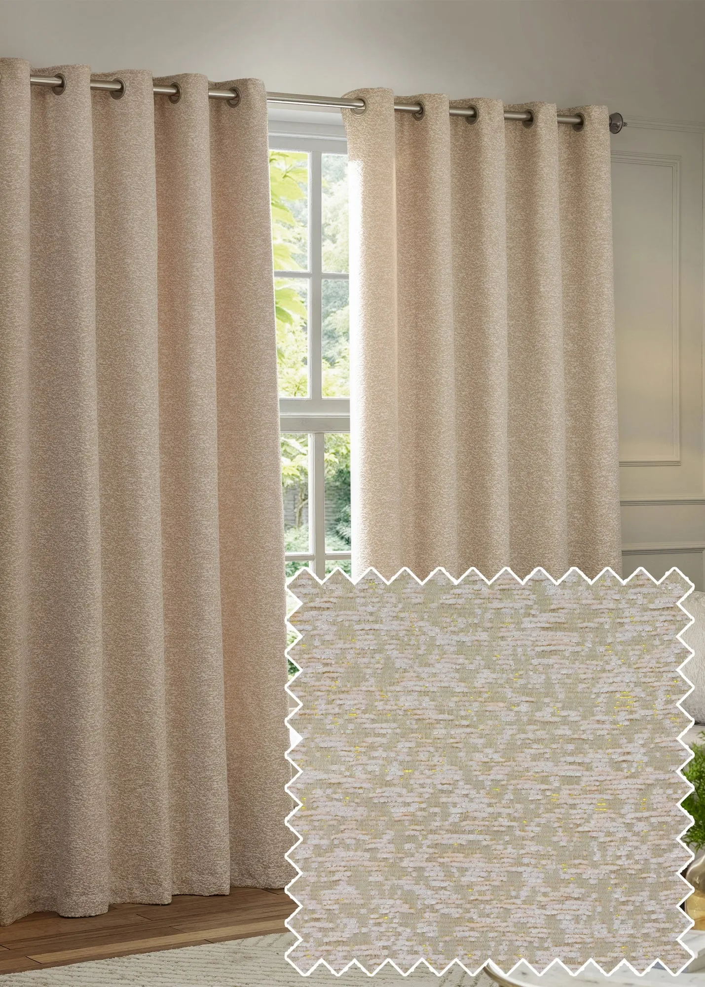Galaxy Chenille Room Darkening Eyelet Curtain Pair - Pink product