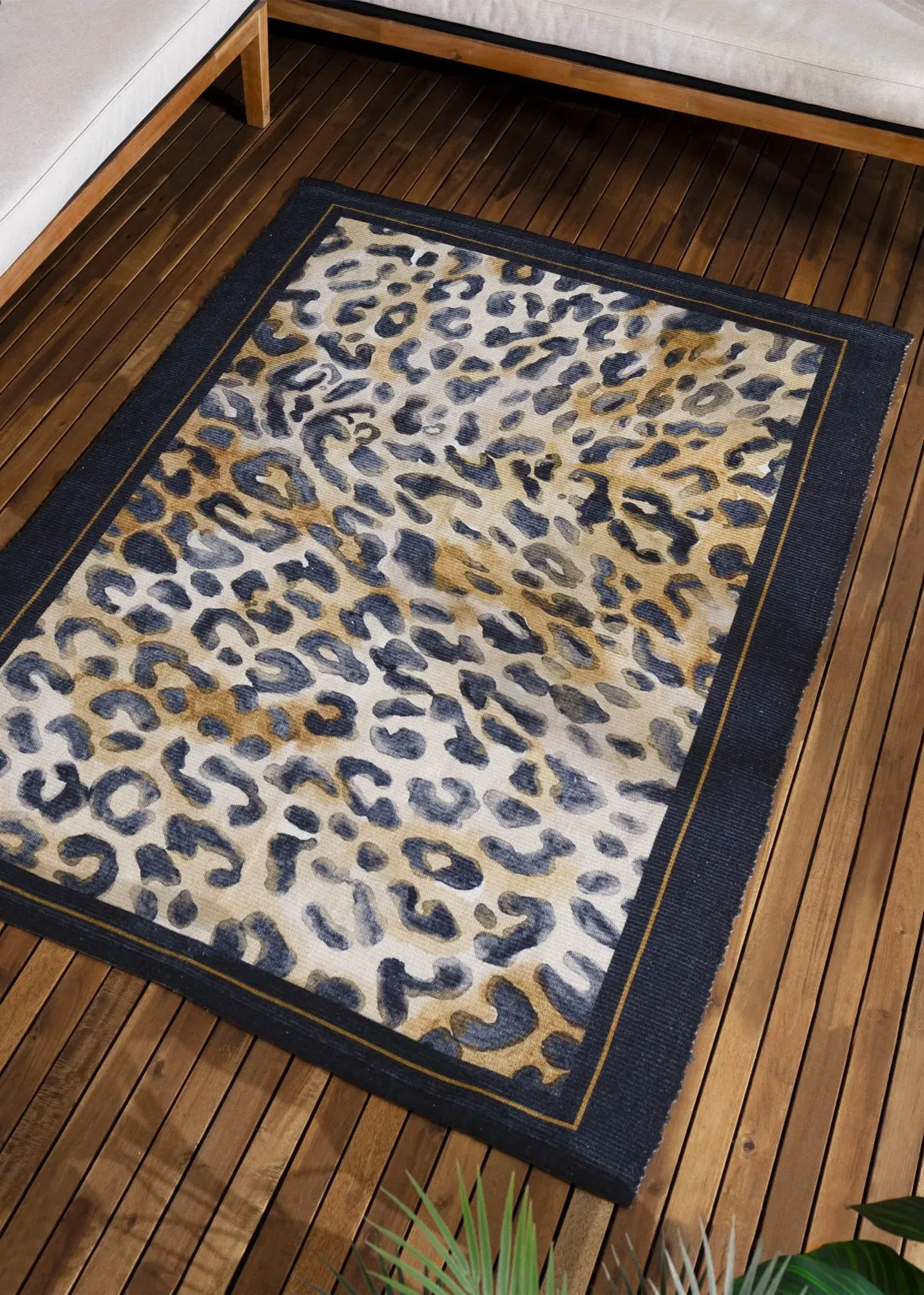Leopardis Printed Indoor/Outdoor Rug - Gold, Polyester product