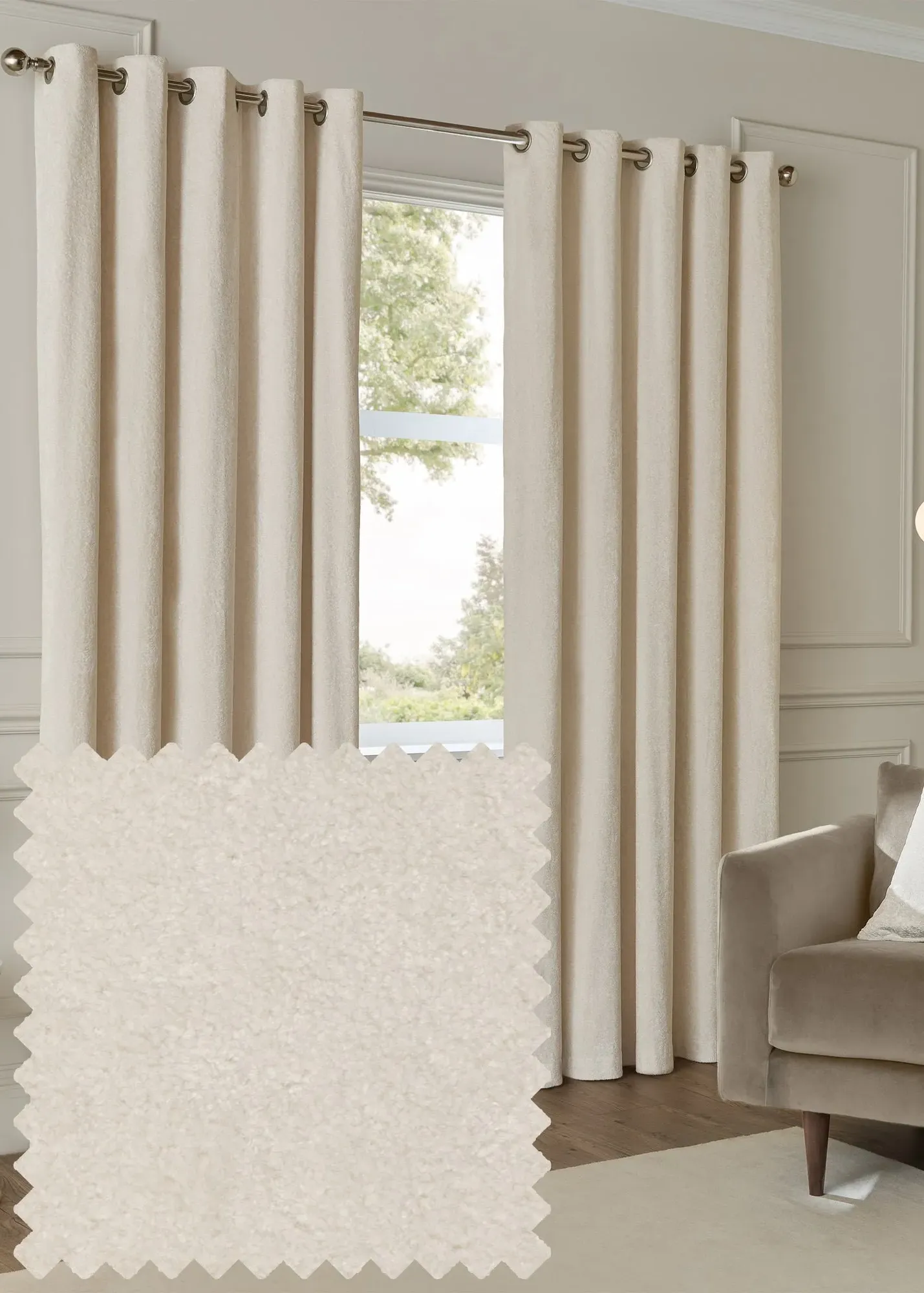 Lustre Velvet Room Darkening Eyelet Curtain Pair - White, Polyester product