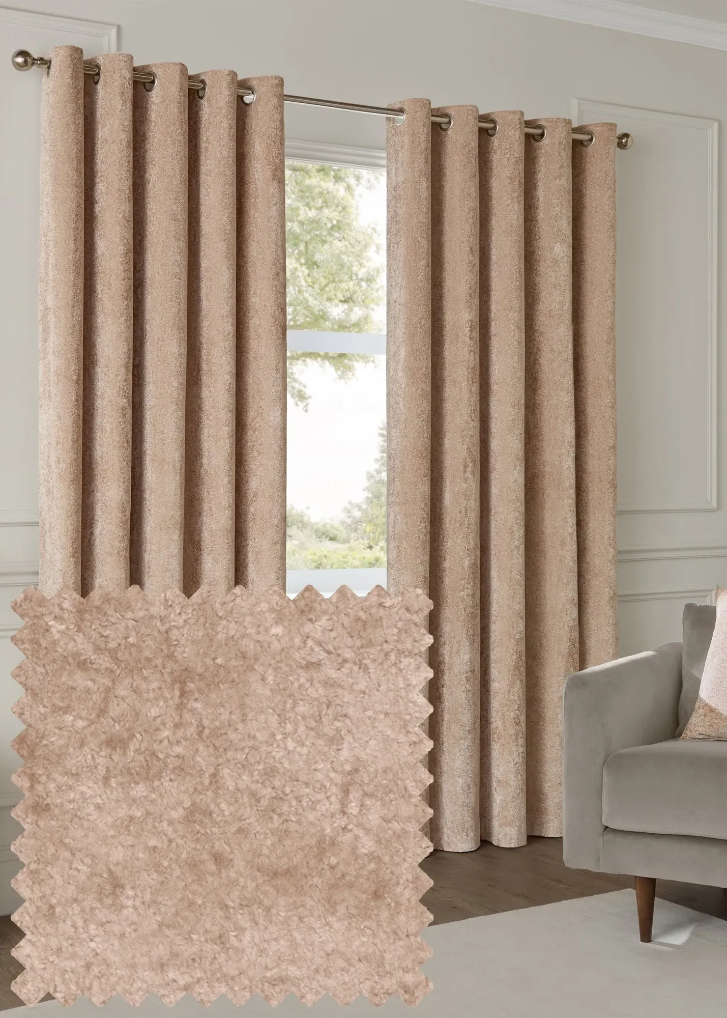 Lustre Velvet Room Darkening Eyelet Curtain Pair - White product