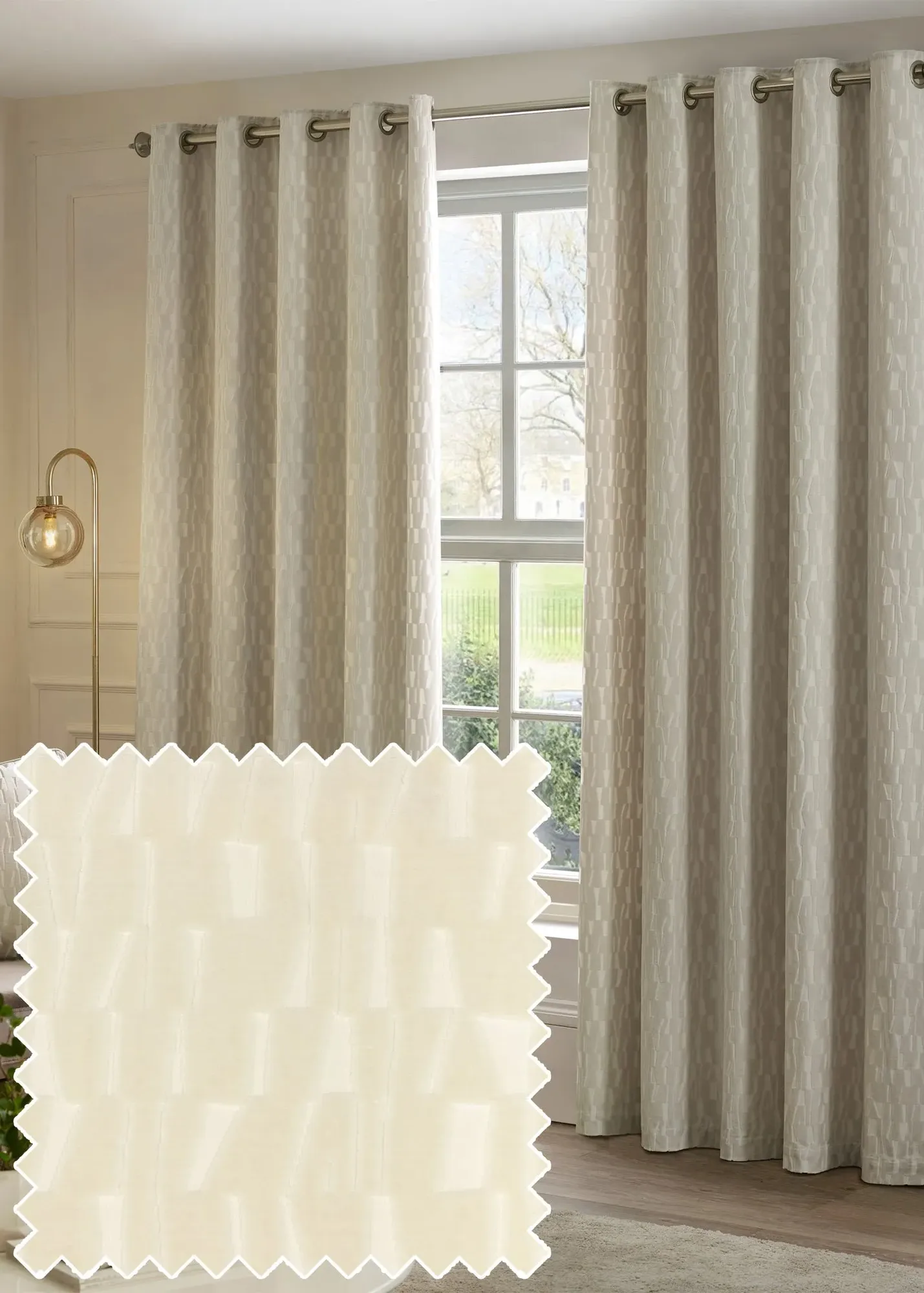Manhattan Velvet Room Darkening Eyelet Curtain Pair - White product