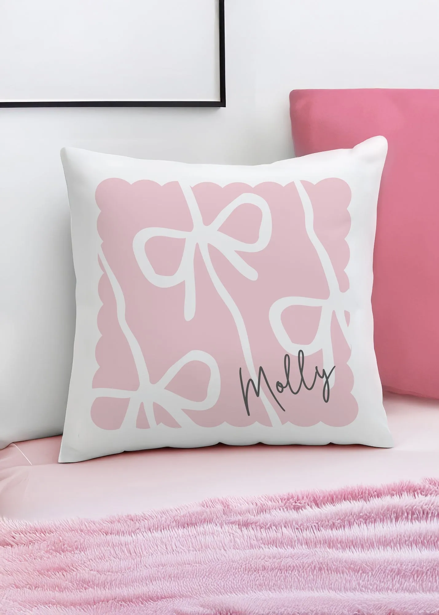 Bow Cushion - White, Polyester product