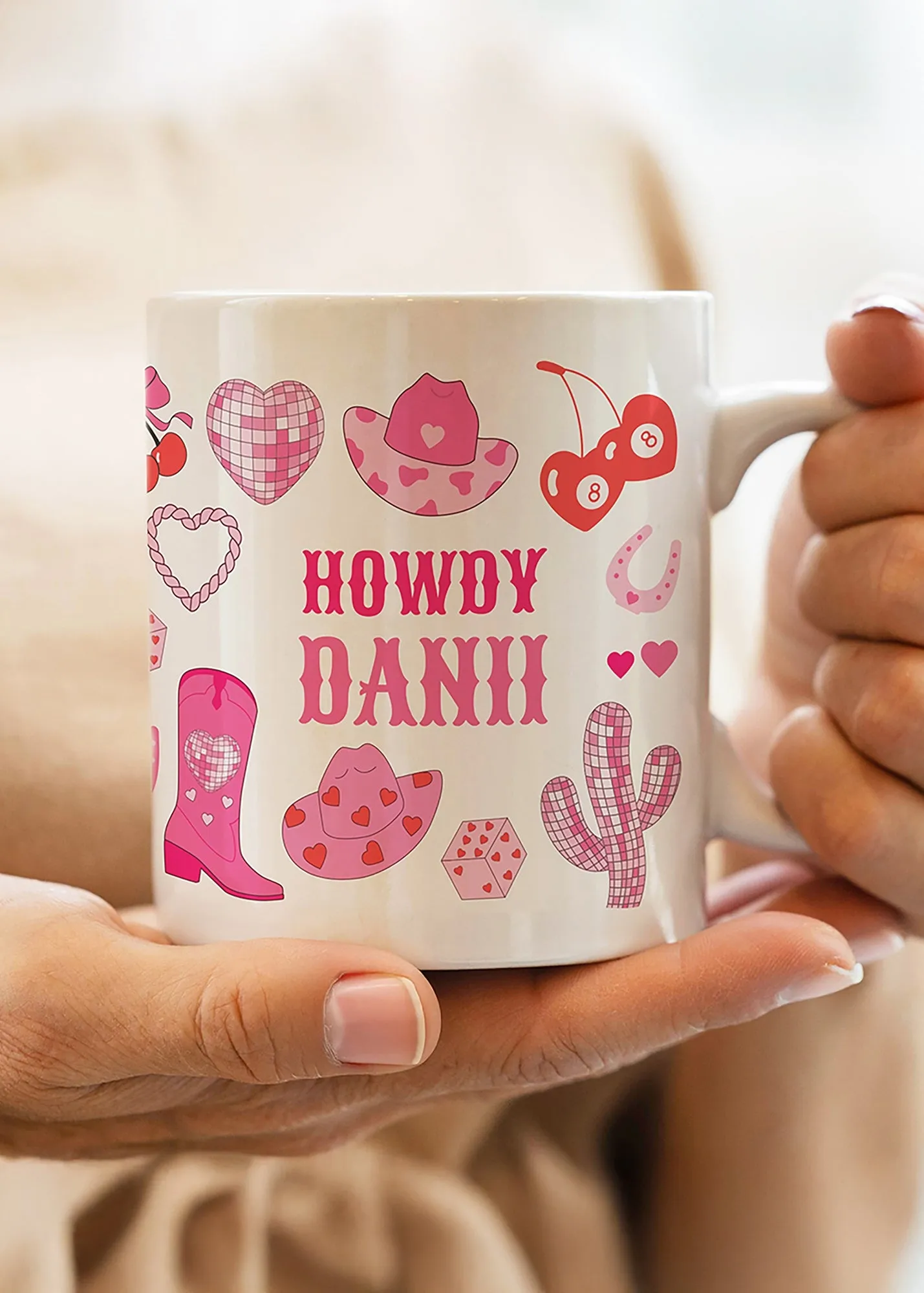 Cowgirl Personalised Mug - White, Ceramic product