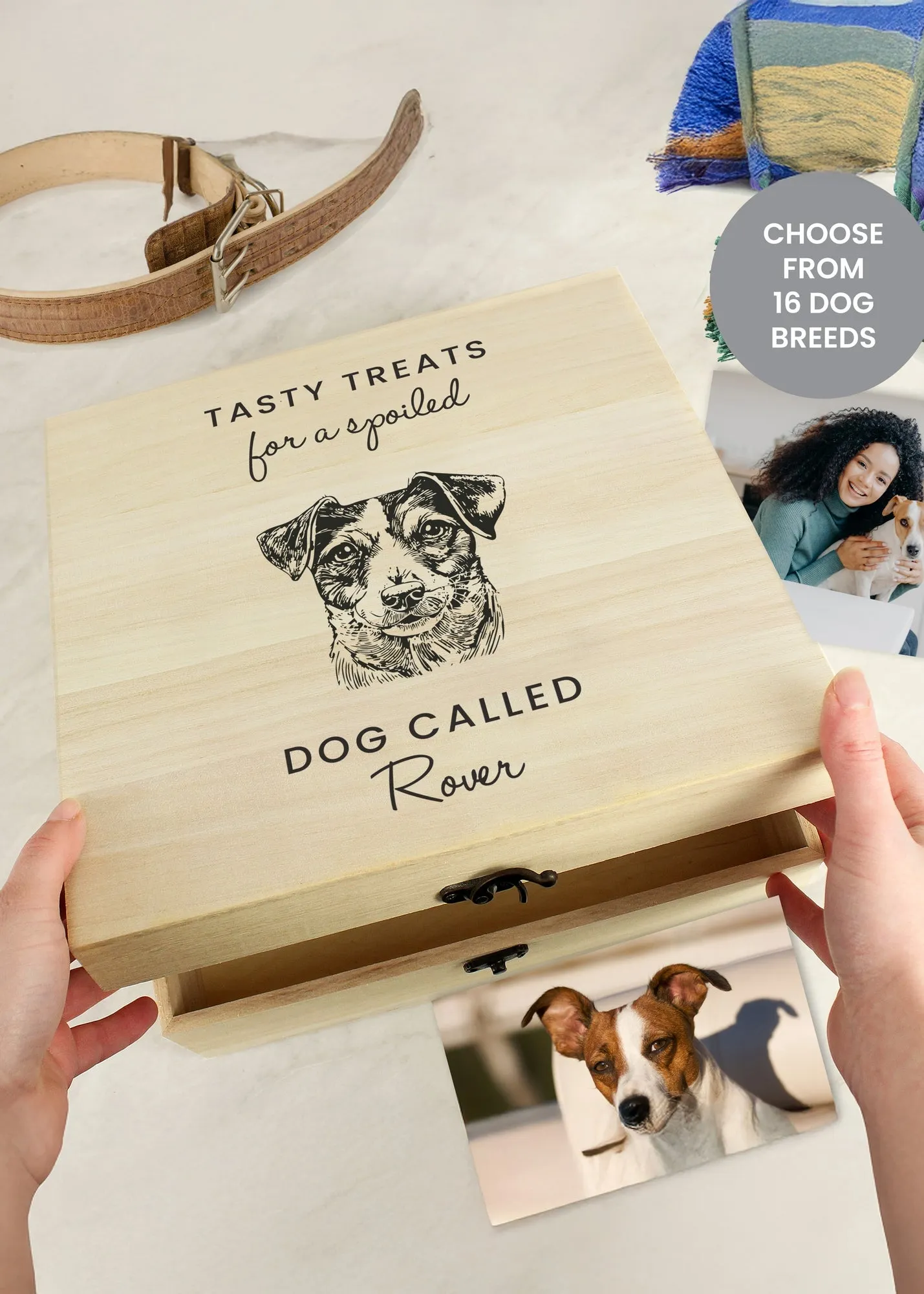 Dog Breed Storage Box - Brown, Wood product