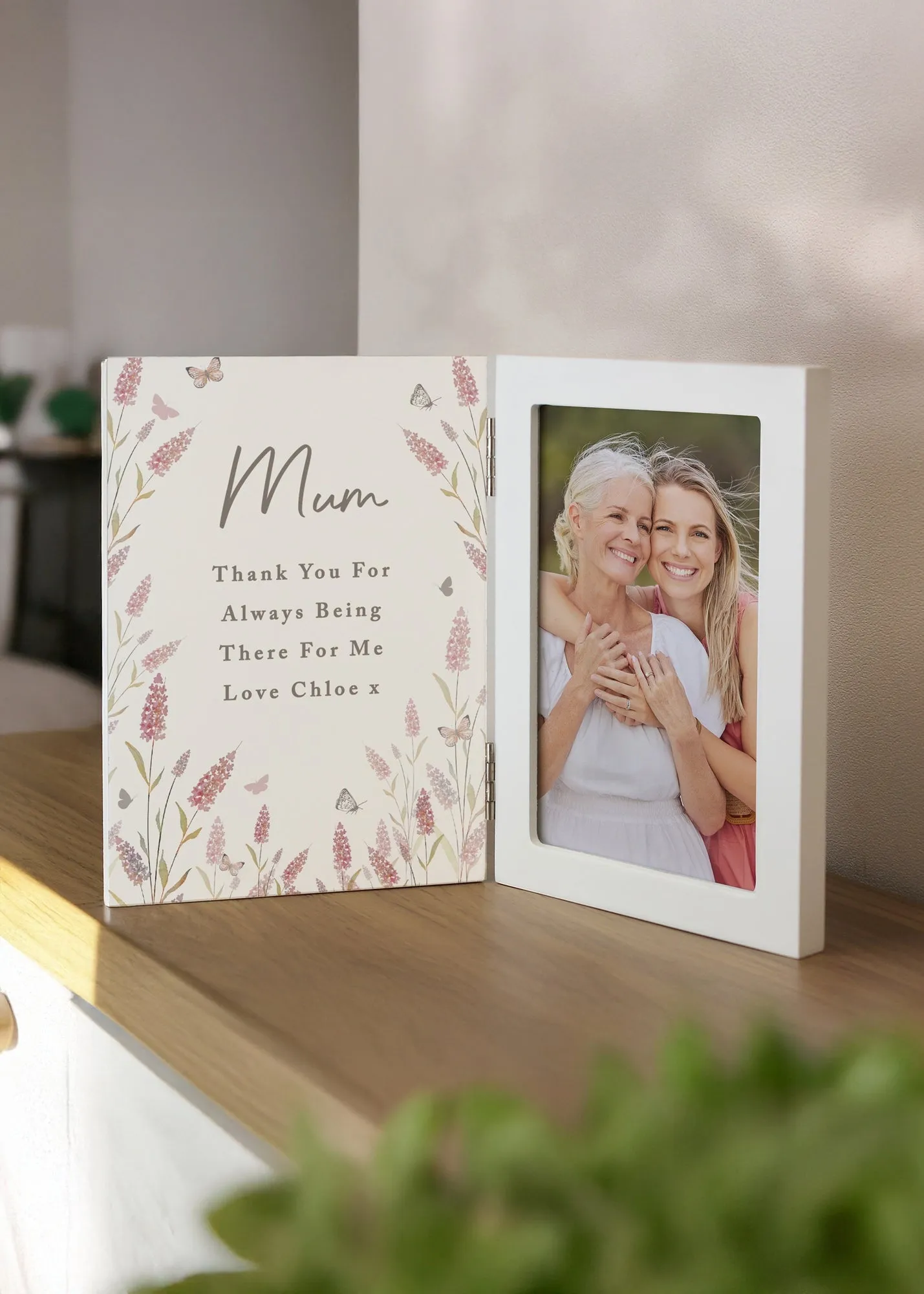 Floral Hinged 6x4 Photo Frame - Cream, Wood product