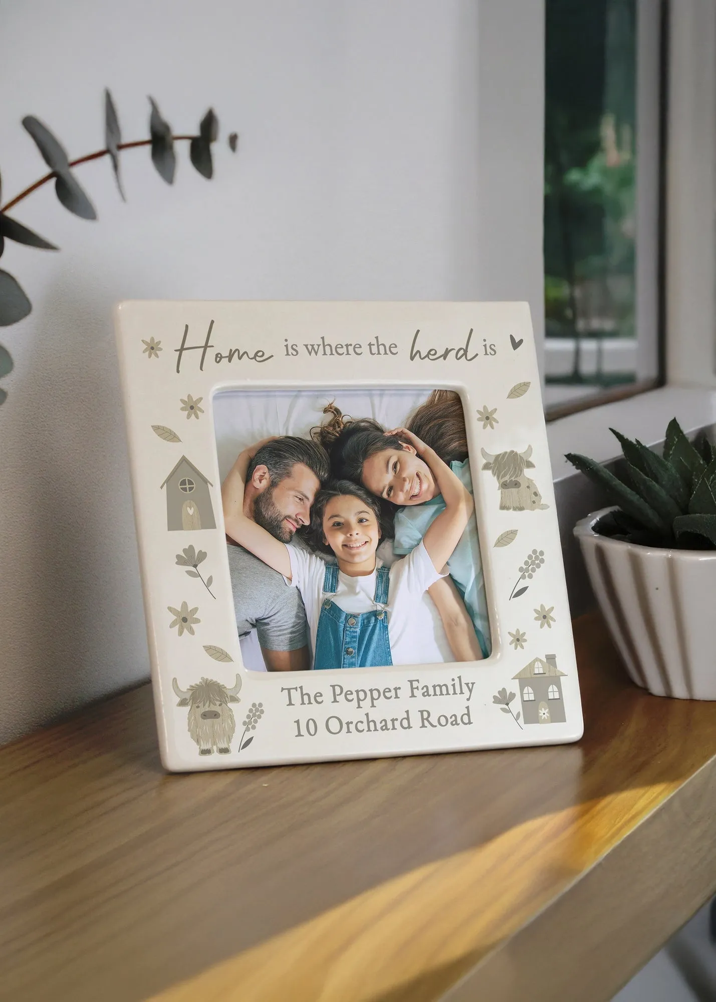 Highland Cow Ceramic Photo Frame Personalised - Multi product