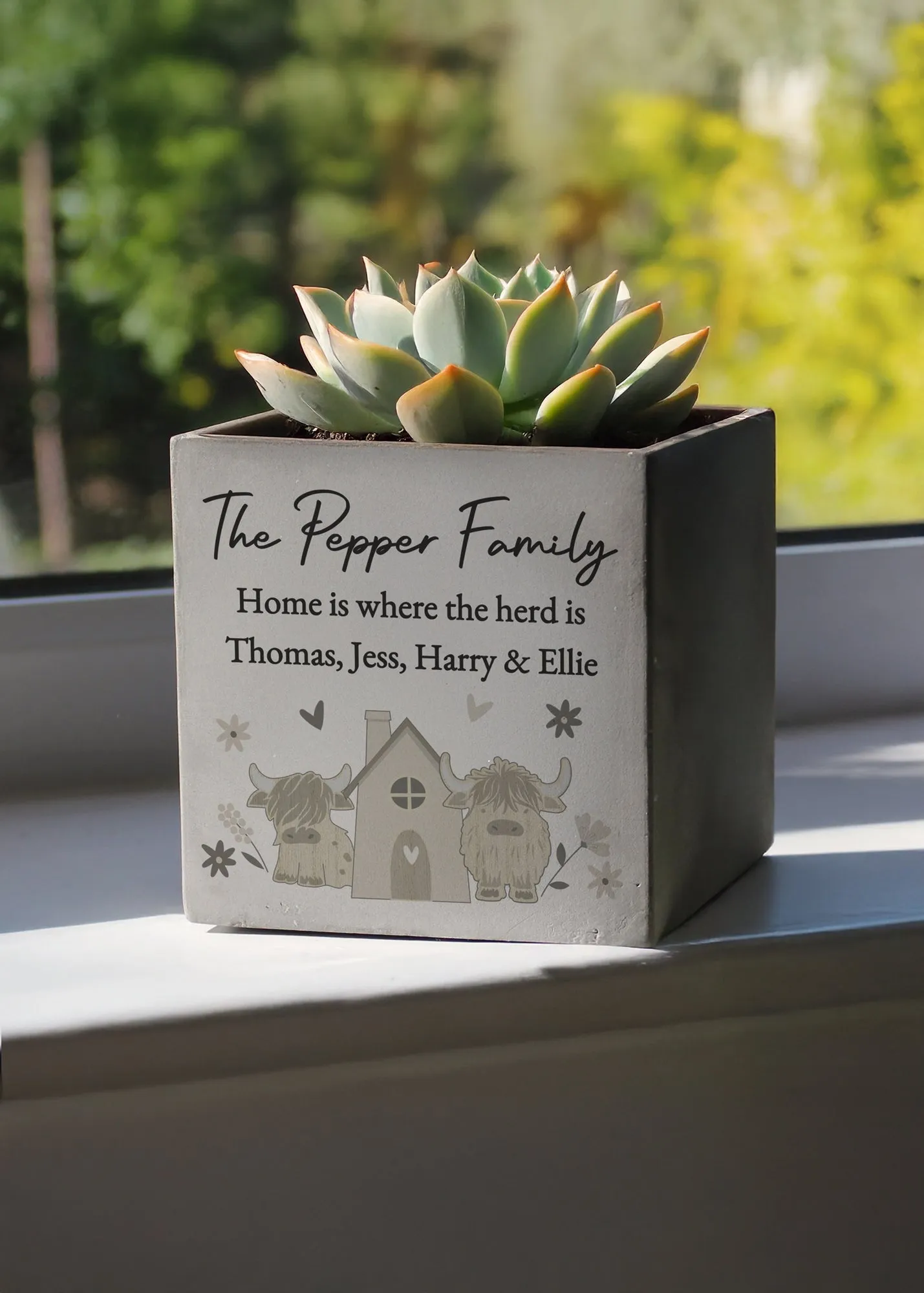 Highland Cow Concrete Plant Pot - Grey product