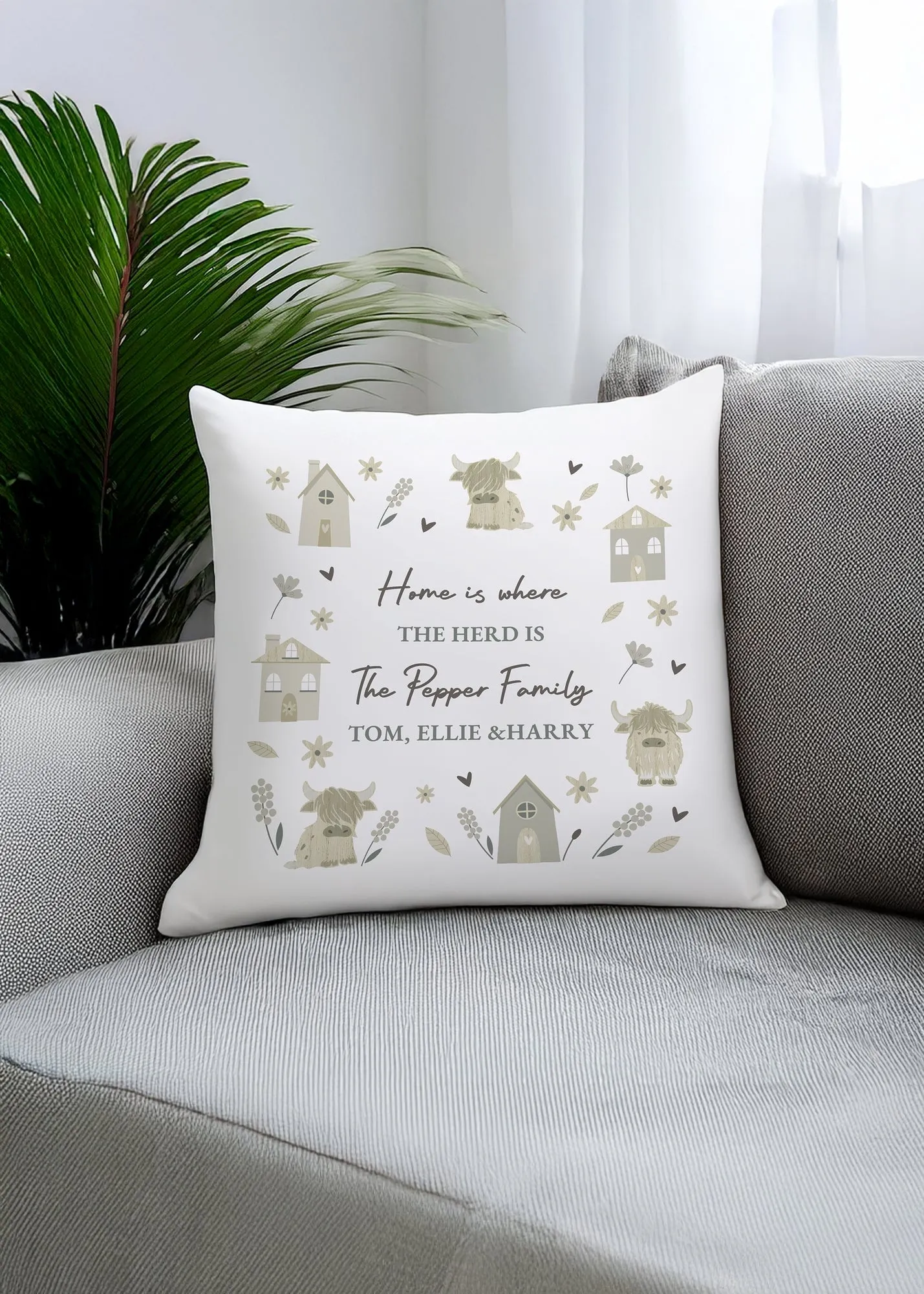 Highland Cow Cushion - Multi, Polyester product