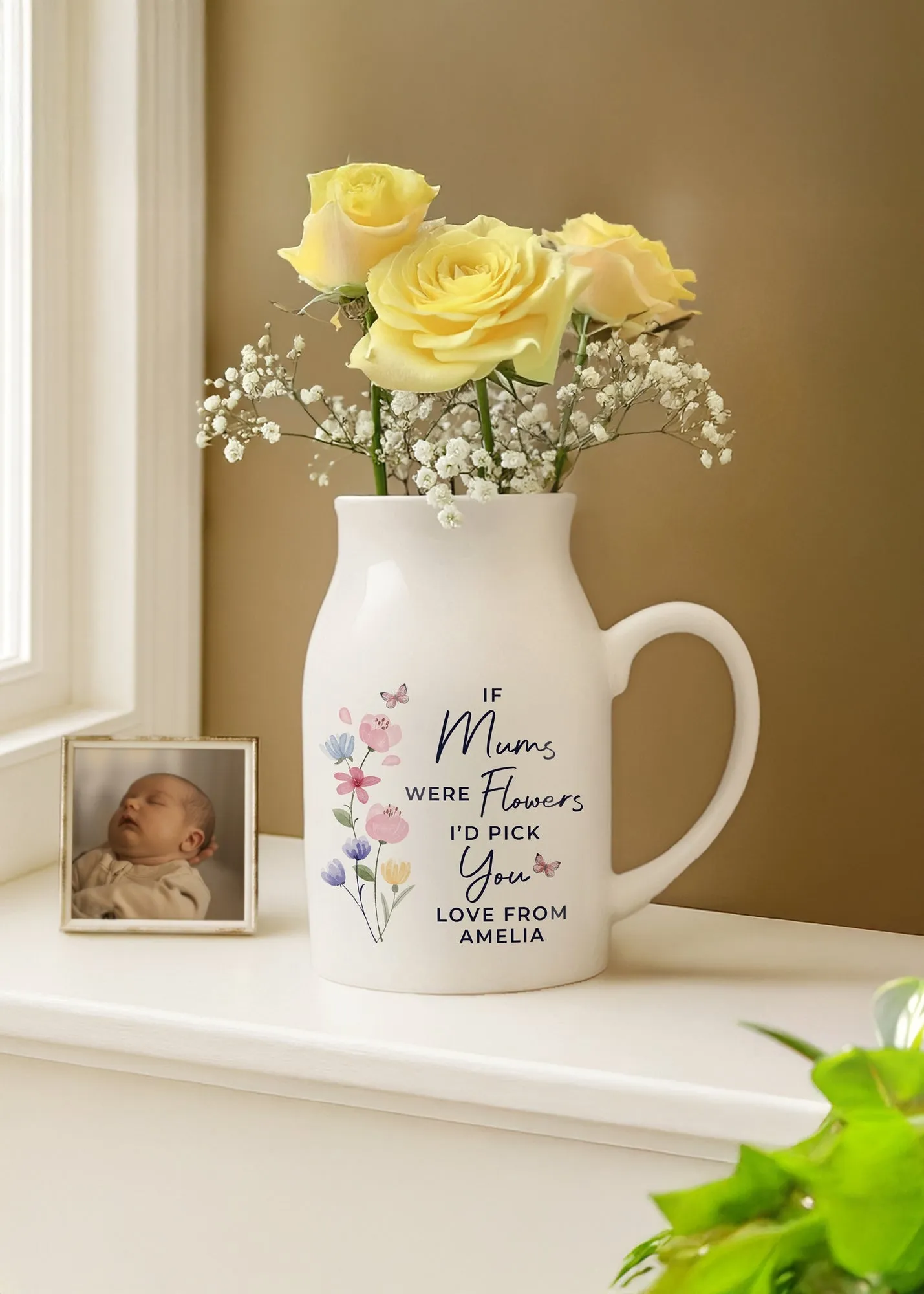 I'd Pick You Personalised Jug Vase - White, Ceramic product