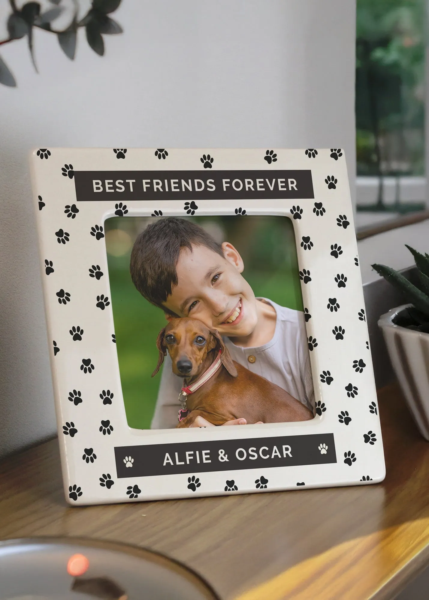 Pet Paw Print Ceramic 4x4 Photo Frame - White product