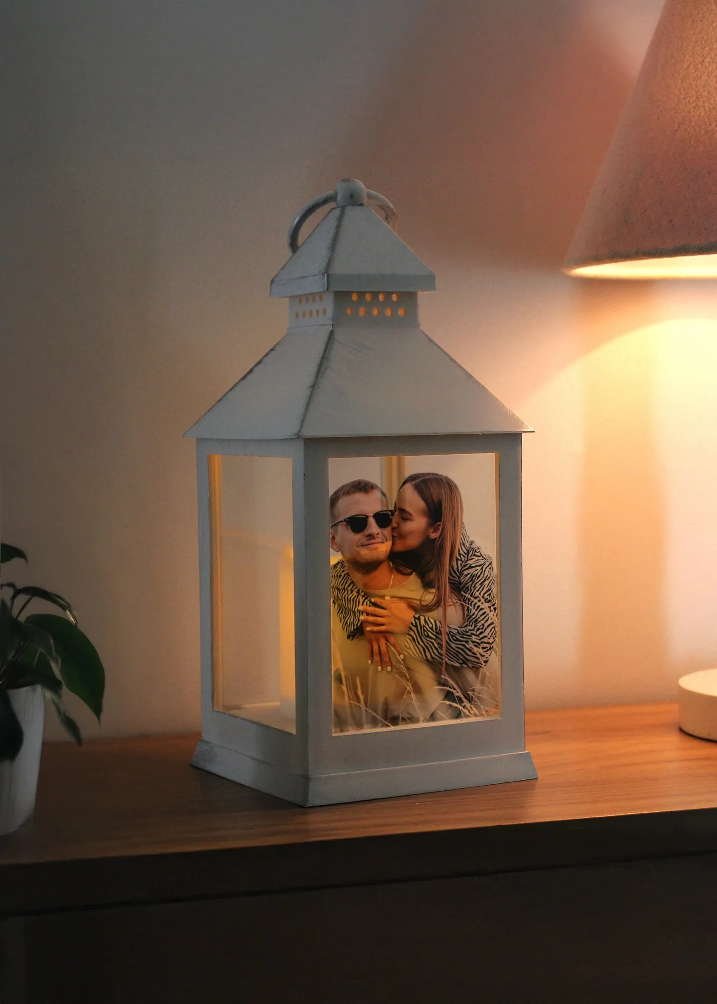 Photo Upload LED Lantern - White, Plastic product
