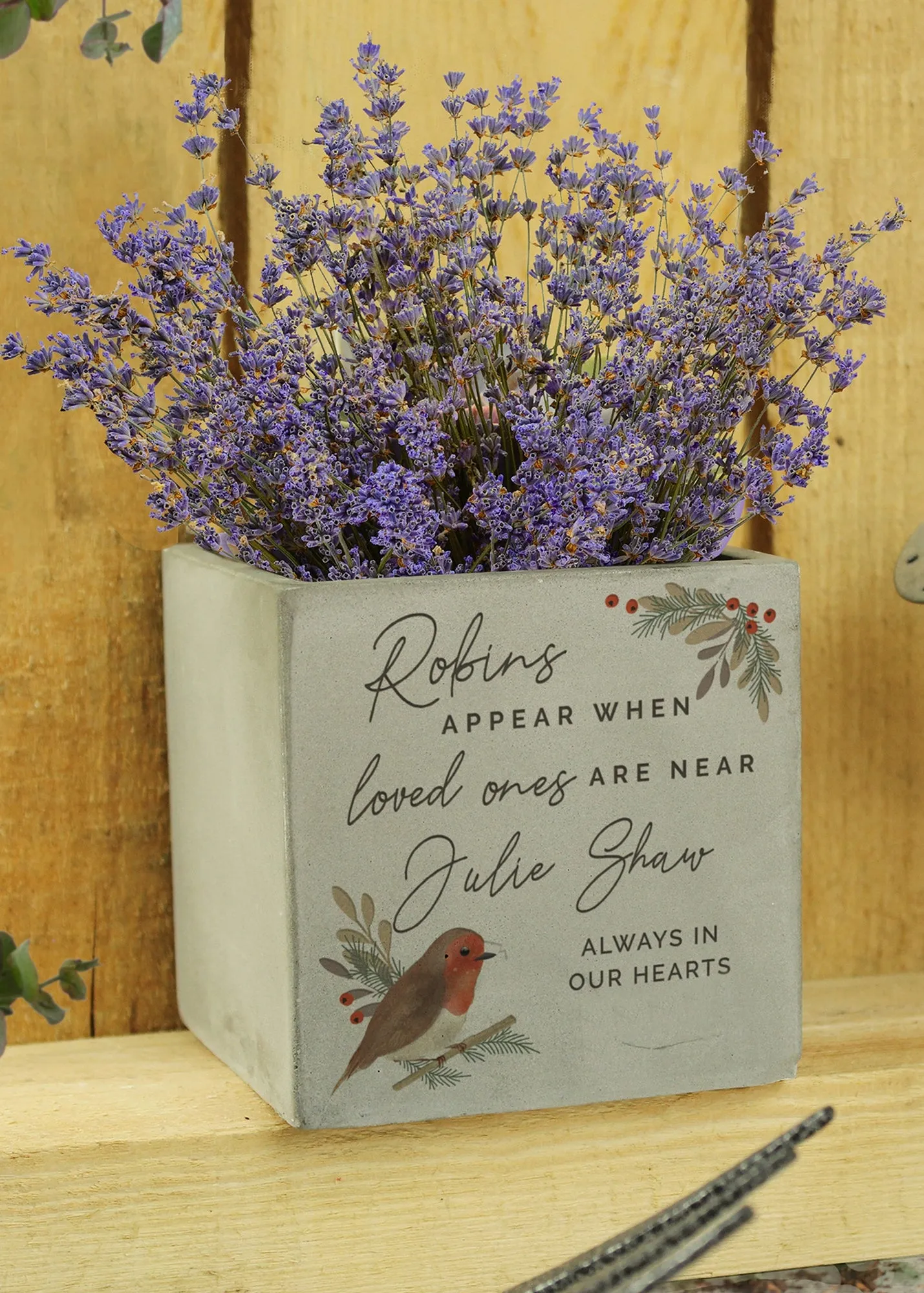 Robin Memorial Concrete Plant Pot - Grey product