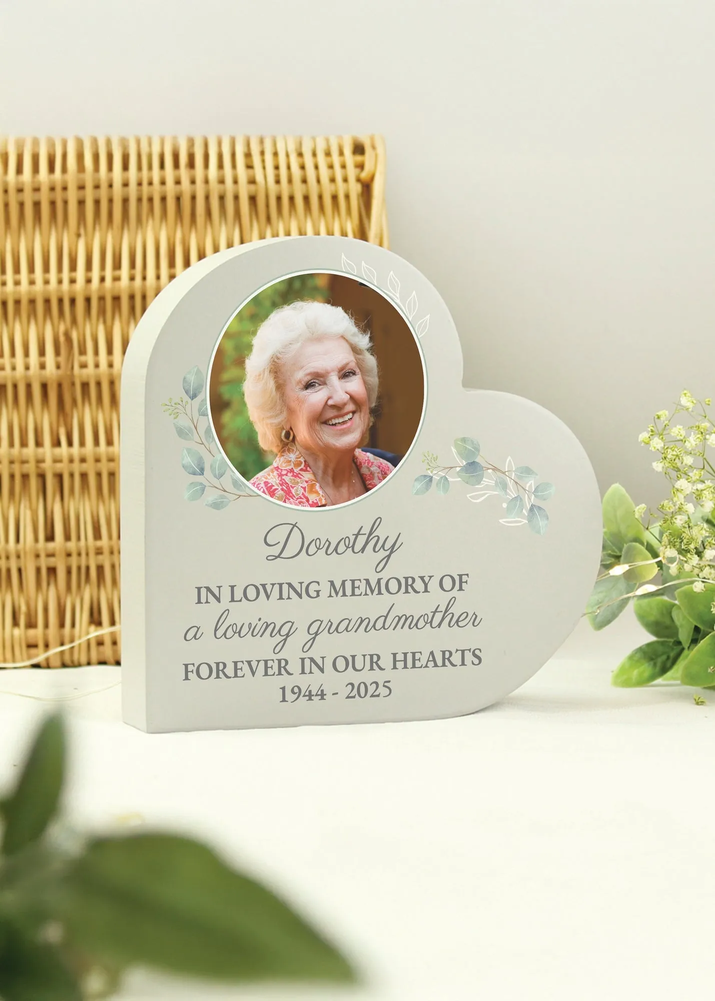Wedding Memory Table Heart Ornament - Grey, Wood product