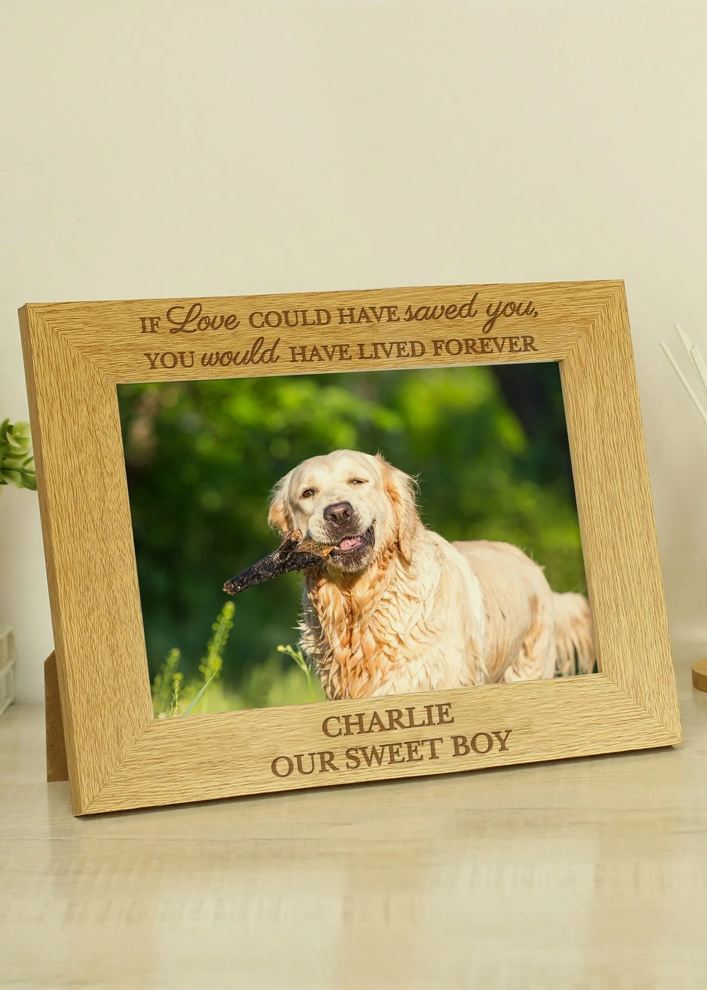 Wood Pet Memorial 6x4 Photo Frame - Brown, Oak Veneer product