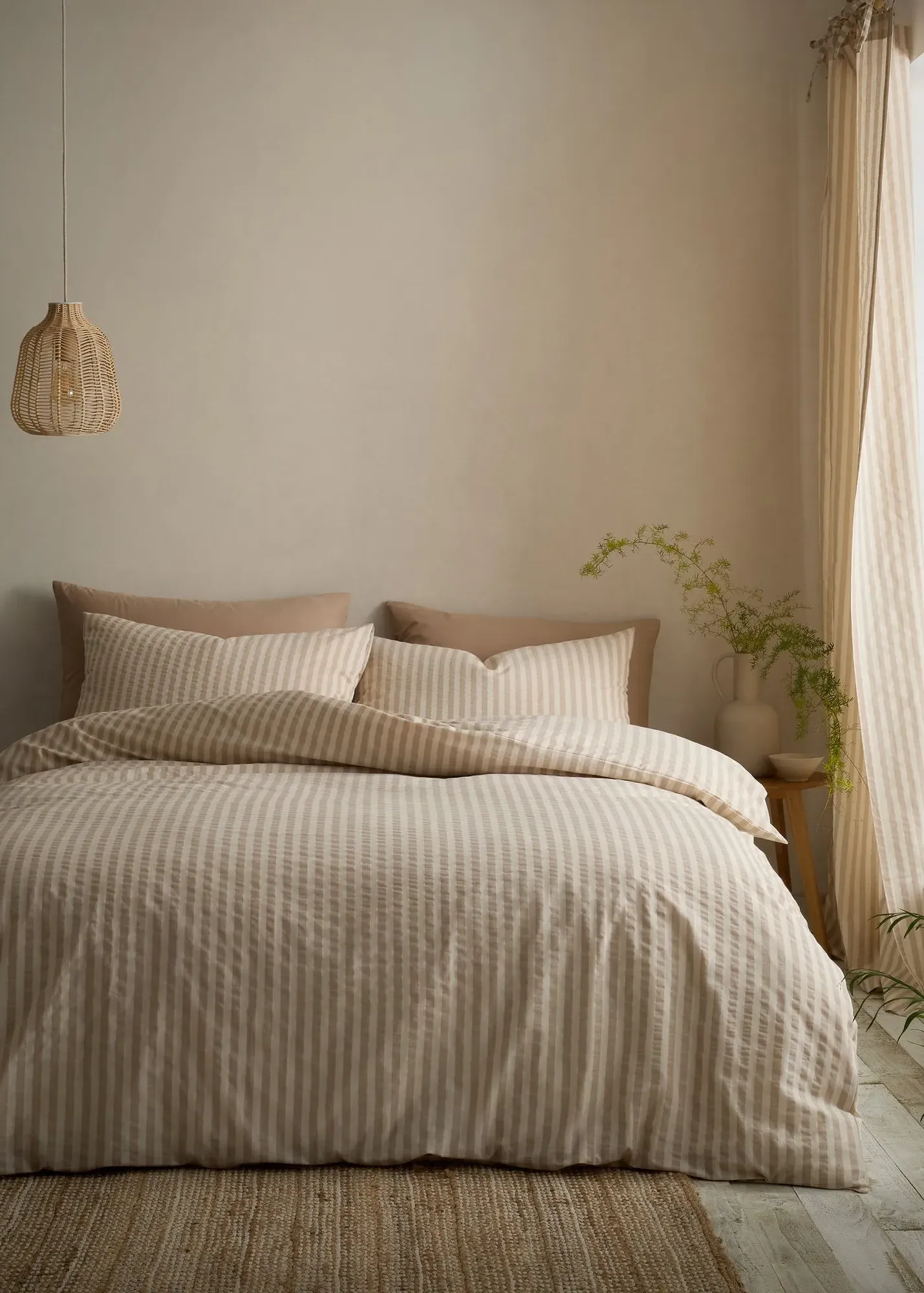 Cotton Rich Woven Stripe Single Duvet Cover Set - Brown product