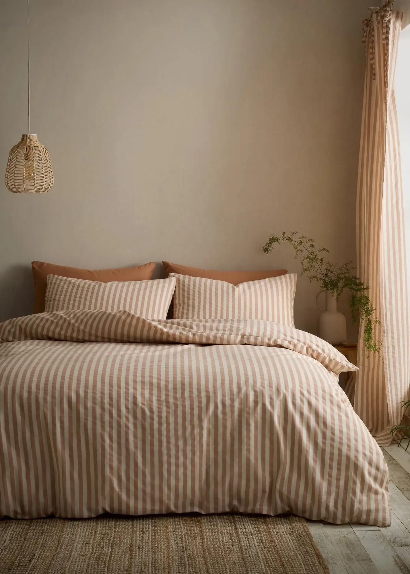 Cotton Rich Woven Stripe Single Duvet Cover Set - Brown product