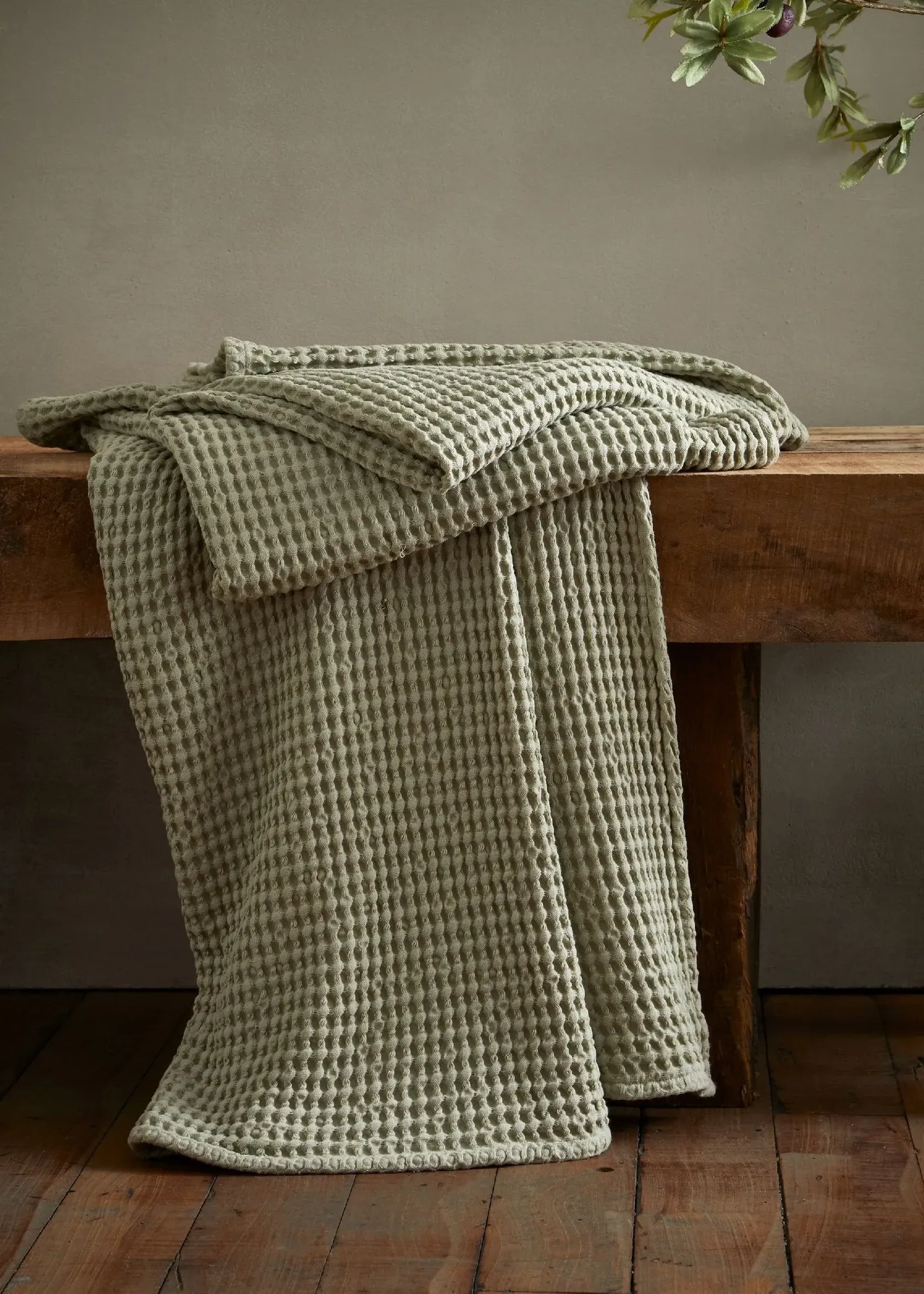Jaipur Chunky Waffle Blanket Throw - Green, Cotton product