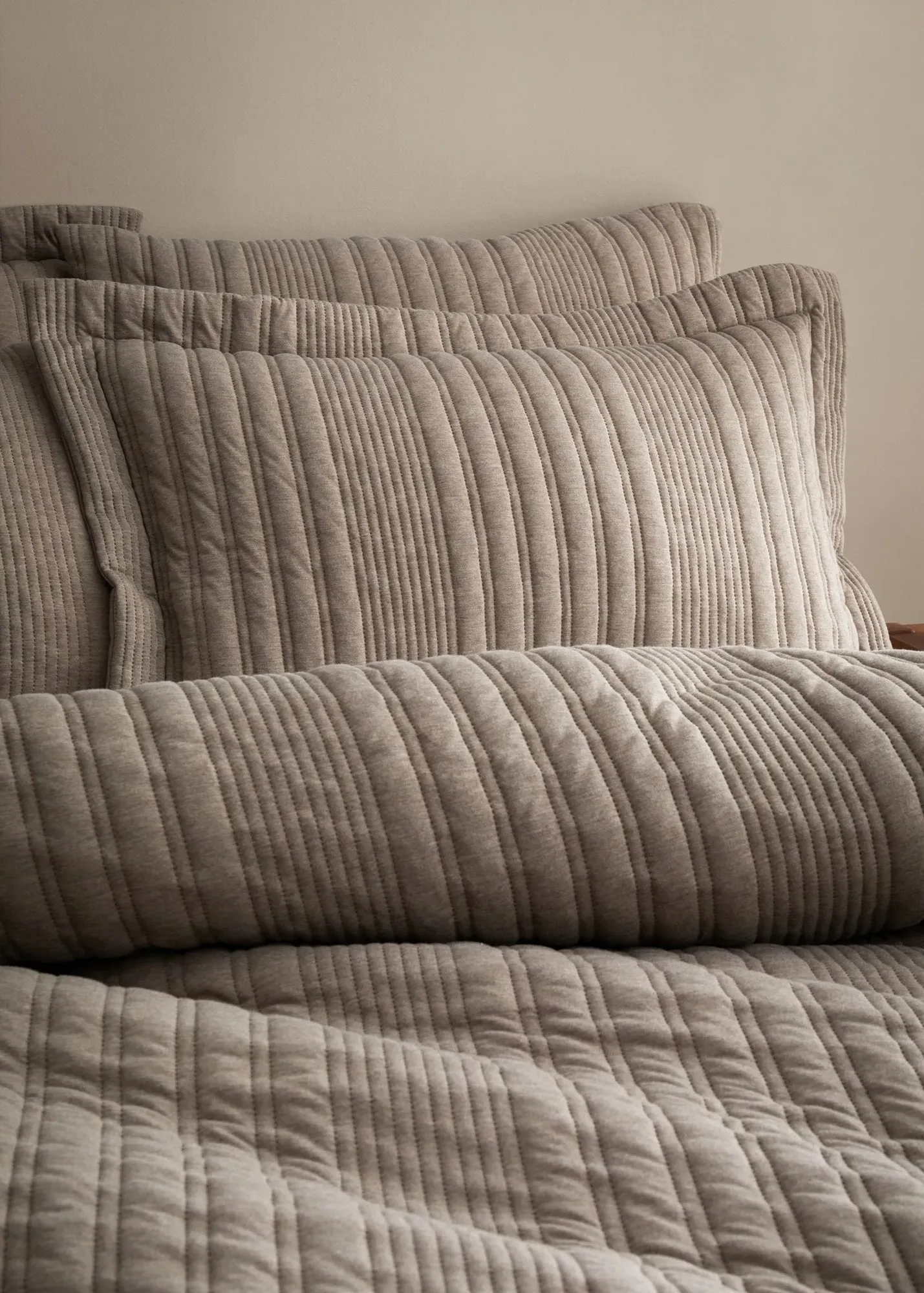Tamba Jersey Stripe Quilted Oxford Pillowcase Pair - Brown product