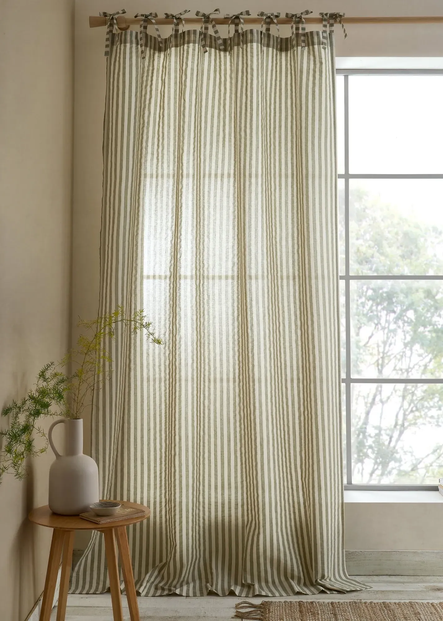 Zanzibar Woven Stripe Voile Curtain Panel - Green product