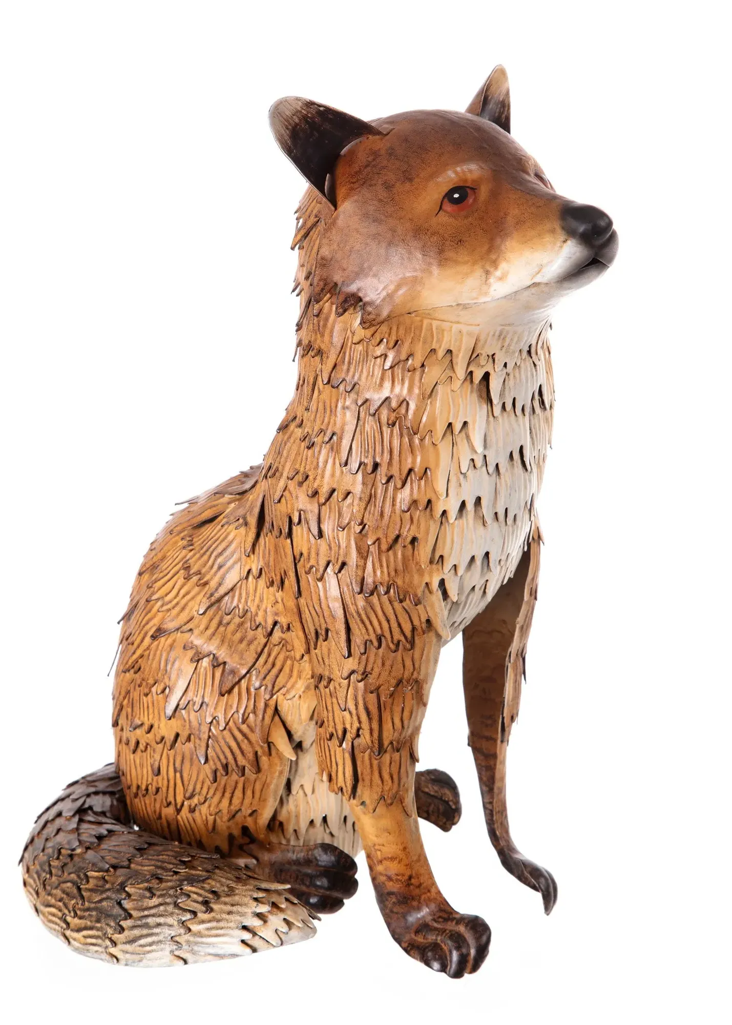 Sitting Fox Metal Garden Sculpture - Brown, Metal product