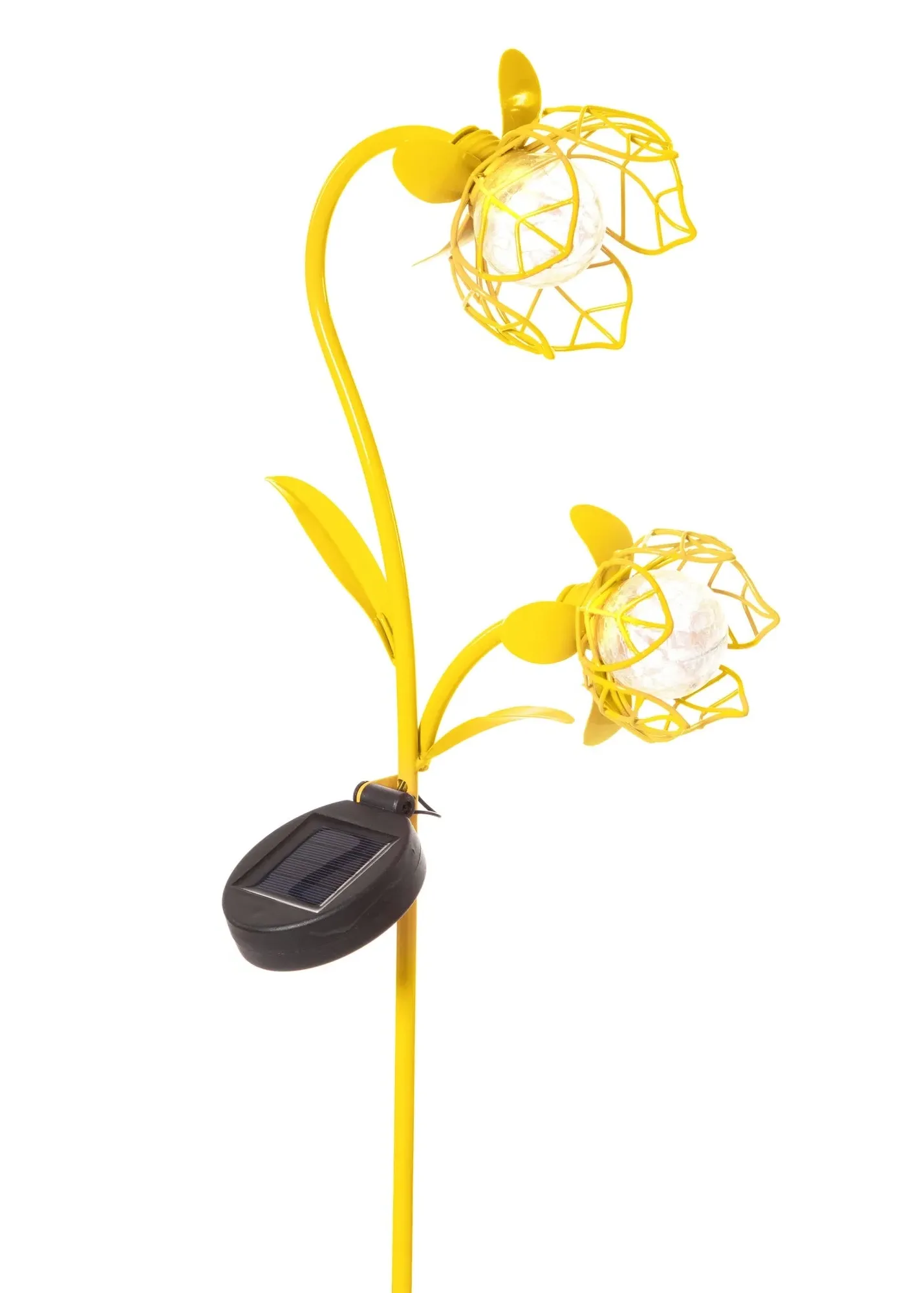 Solar Metal Double Hellebore Garden Stake Light - Yellow, Metal product
