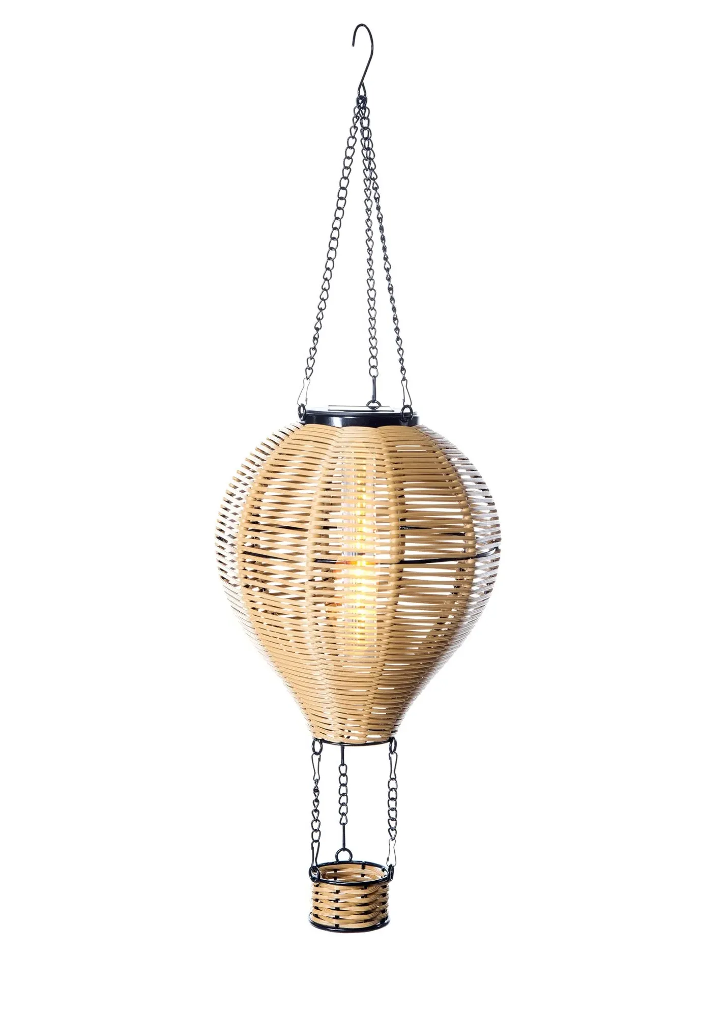 Solar Rattan Look Balloon Hanging Light 24 LED - Natural product