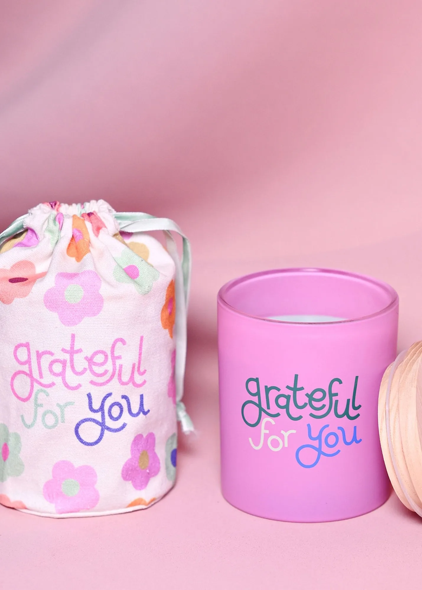 Grateful For You Fragranced Candle in a Pouch - Pink product