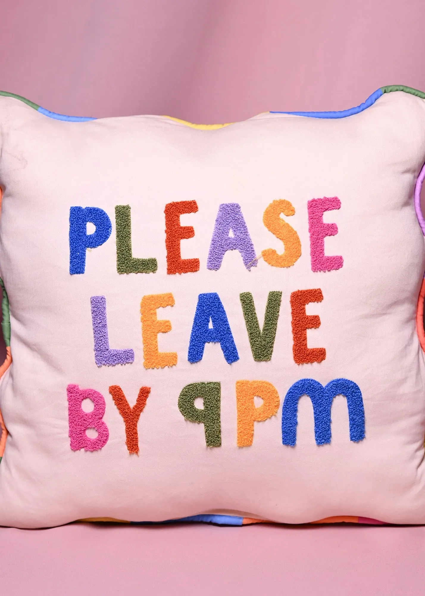 Please Leave By 9 Square Cushion - Multi, Cotton product