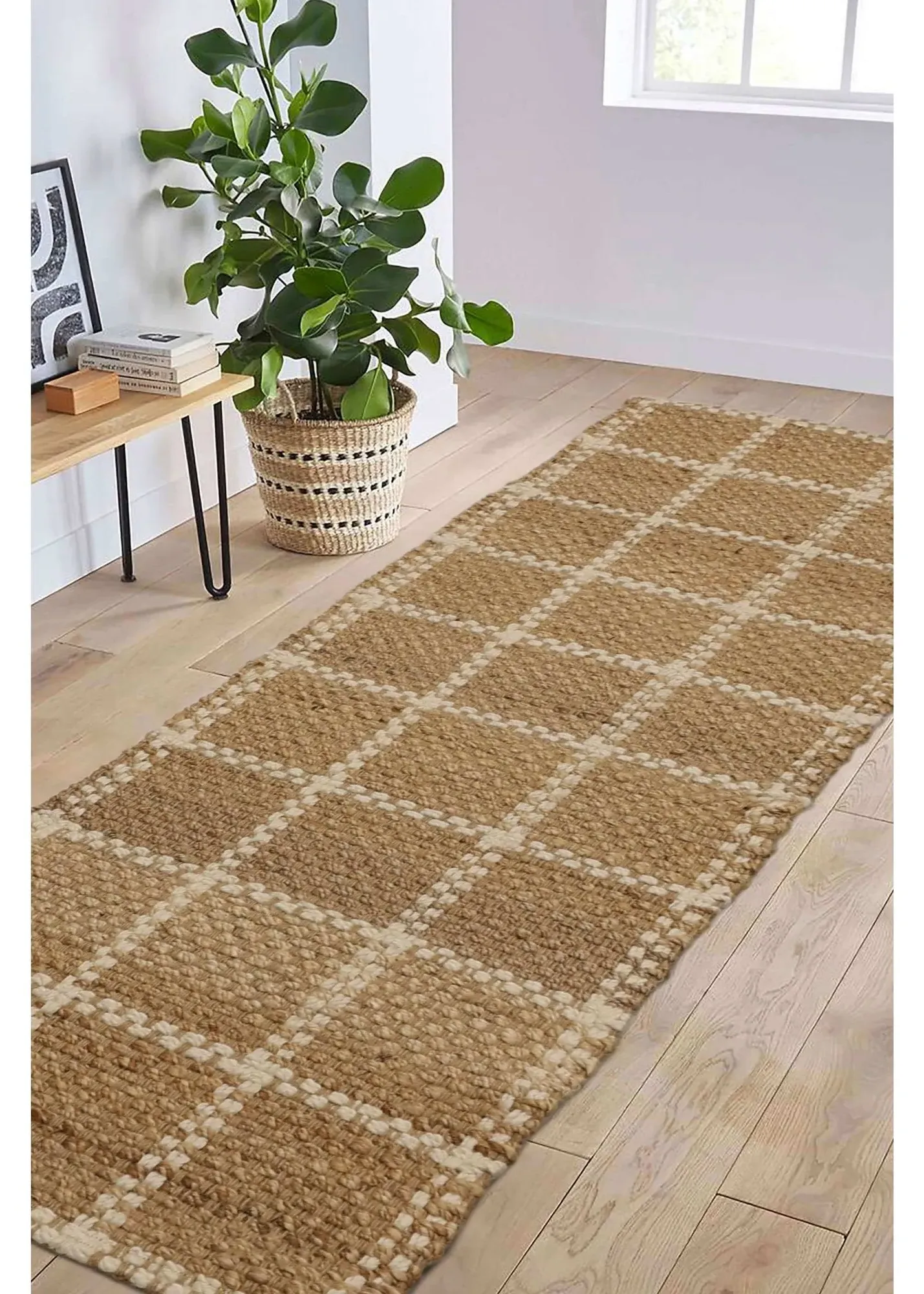 Jute Check Runner - Natural, Jute product