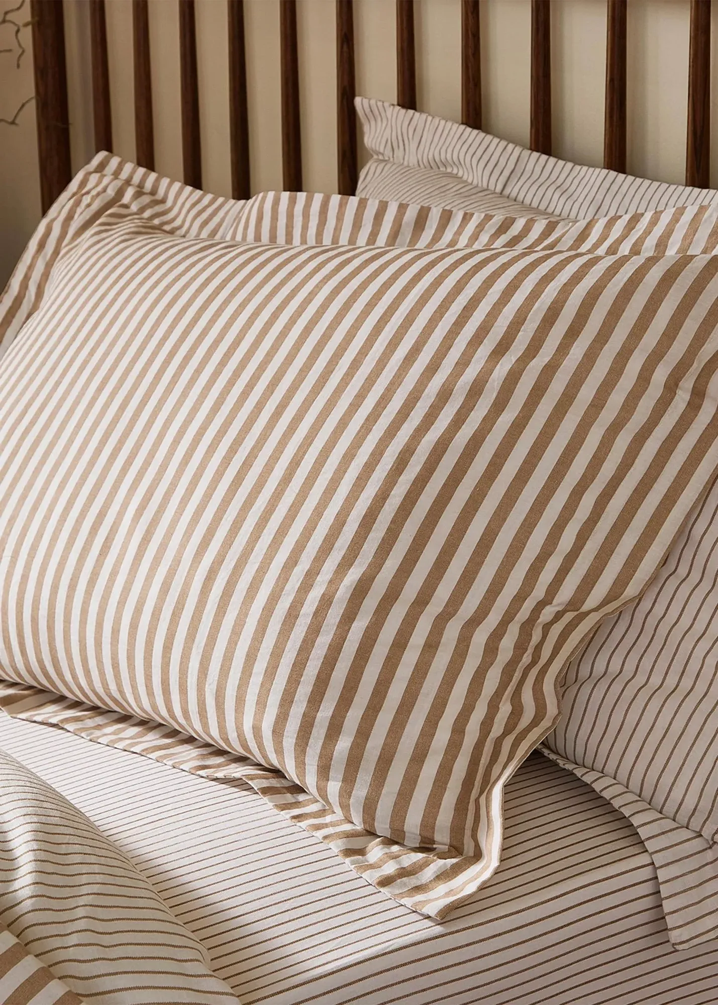 Hebden Mélange Stripe Pillowcase Pair - Beige, Cotton product