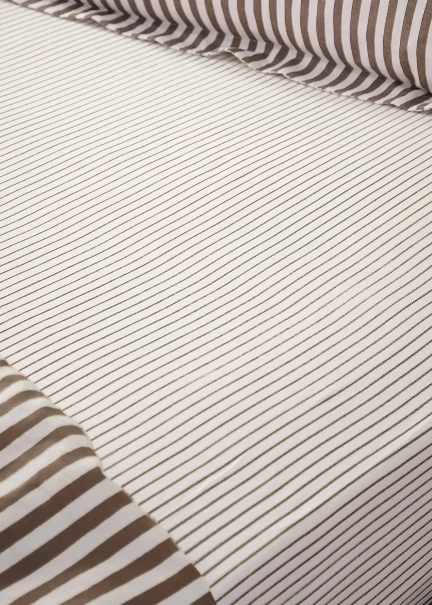 Hebden Single Fitted Sheet Narrow Stripe - Brown, Cotton product