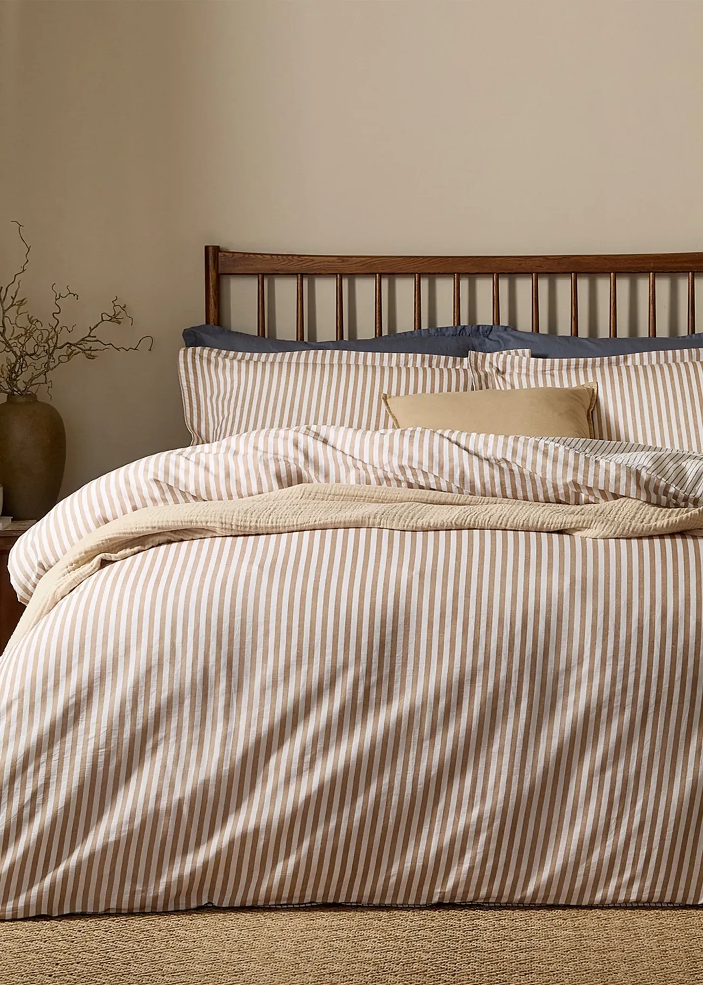 Hebden Single Stripe Single Duvet Set - Beige, Cotton product