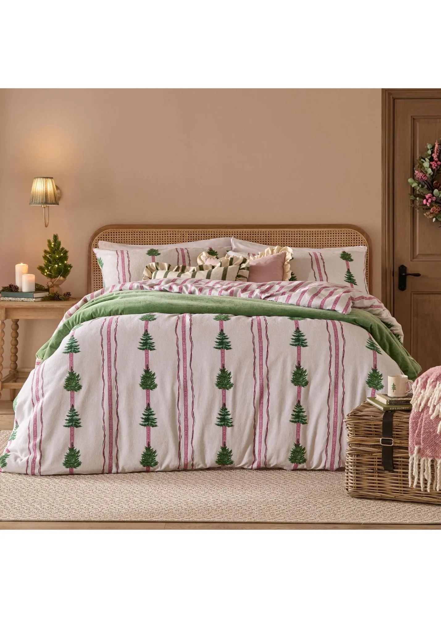 Spruce Stripe Single Reversible Duvet Set - Cream, Brushed Cotton product
