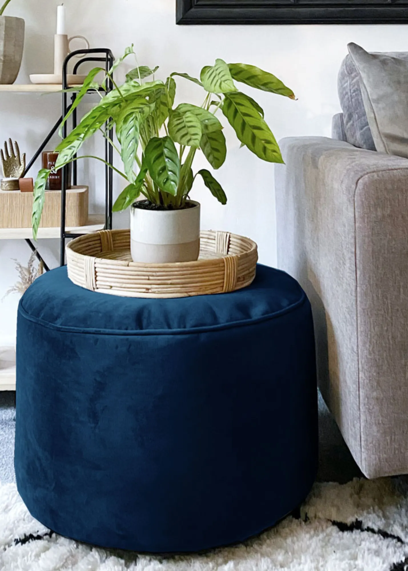 Velvet Pouffe Beanbag - Green, Velvet product