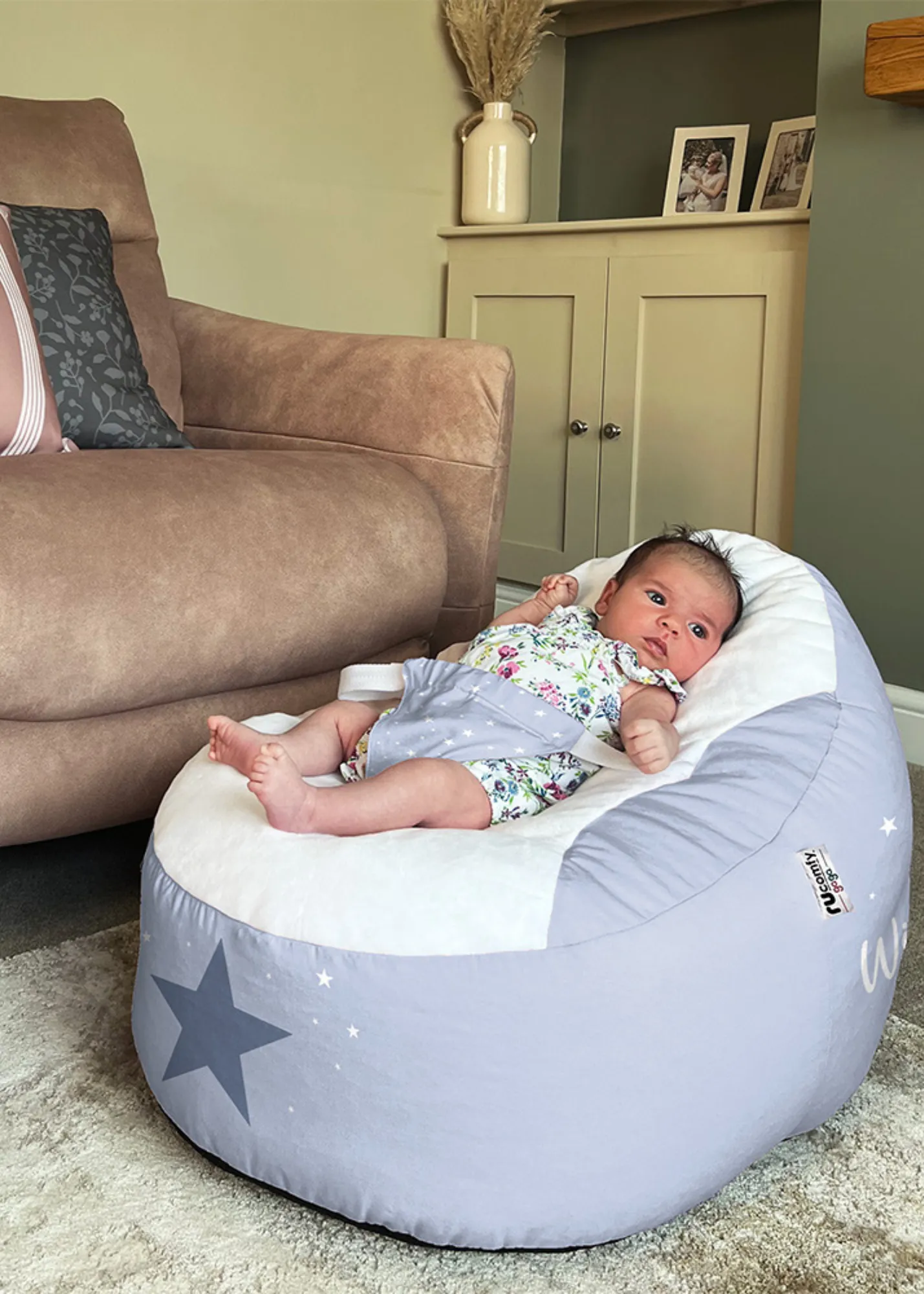 Wish Upon A Star Baby Beanbag - Blue, Cuddlesoft Fabric product