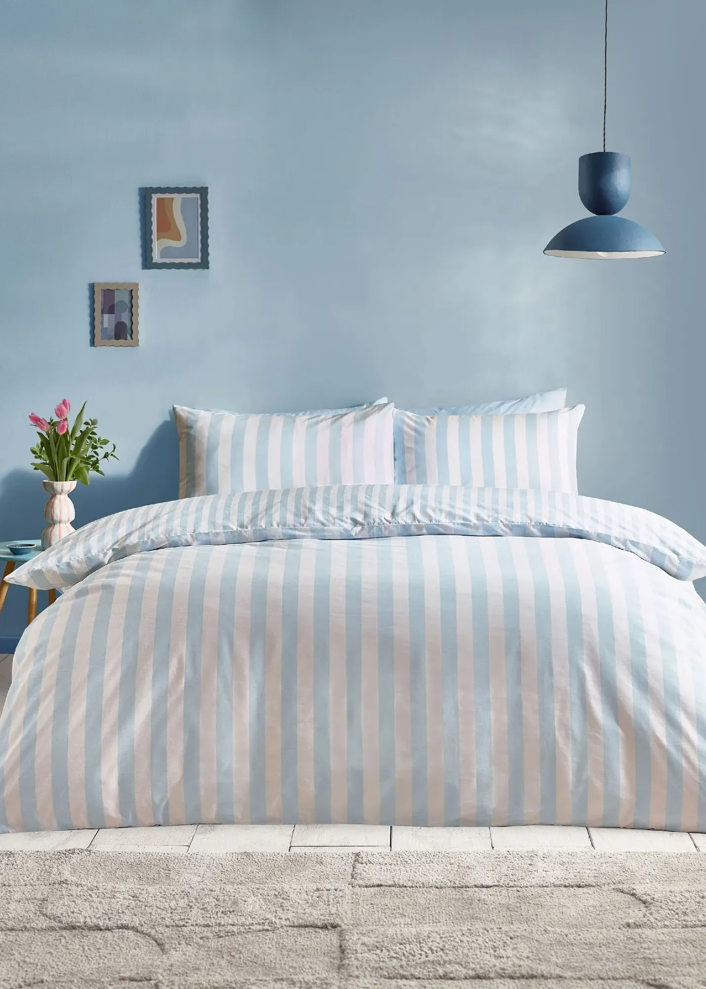 Stripe Tease King Size Reversible Duvet Cover Set - Blue product