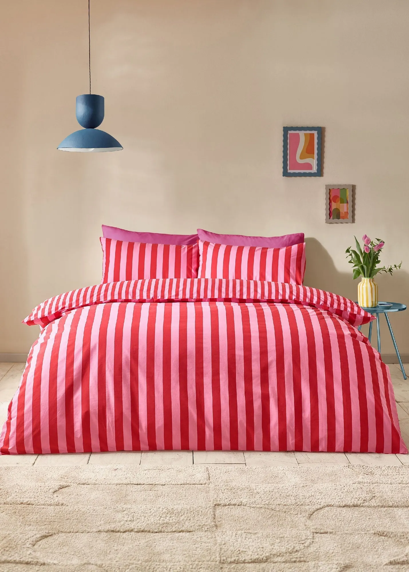 Stripe Tease Single Reversible Duvet Cover Set - Red product