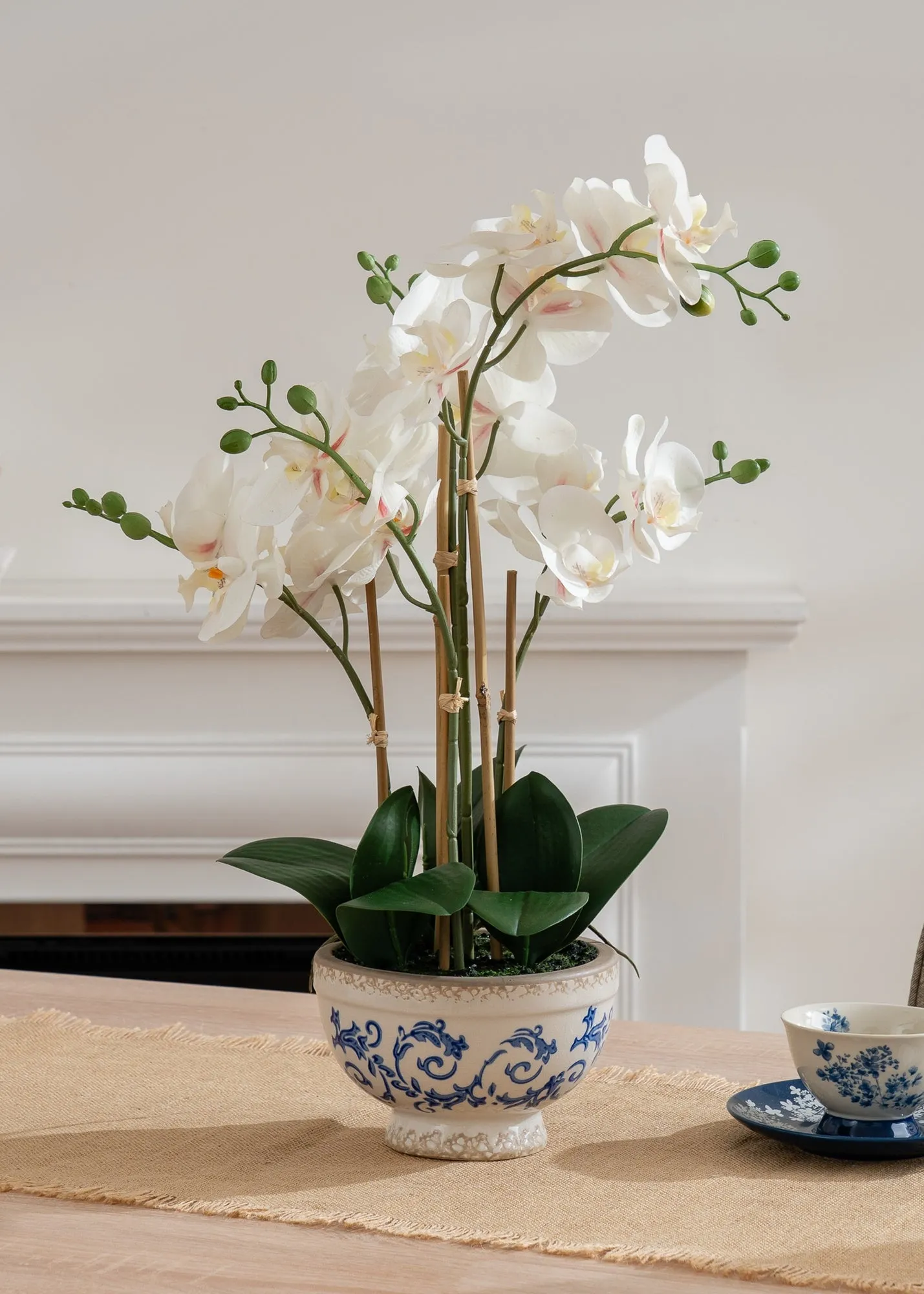 Real Touch Phalaenopsis Orchid in Pot - Cream, Fabric product