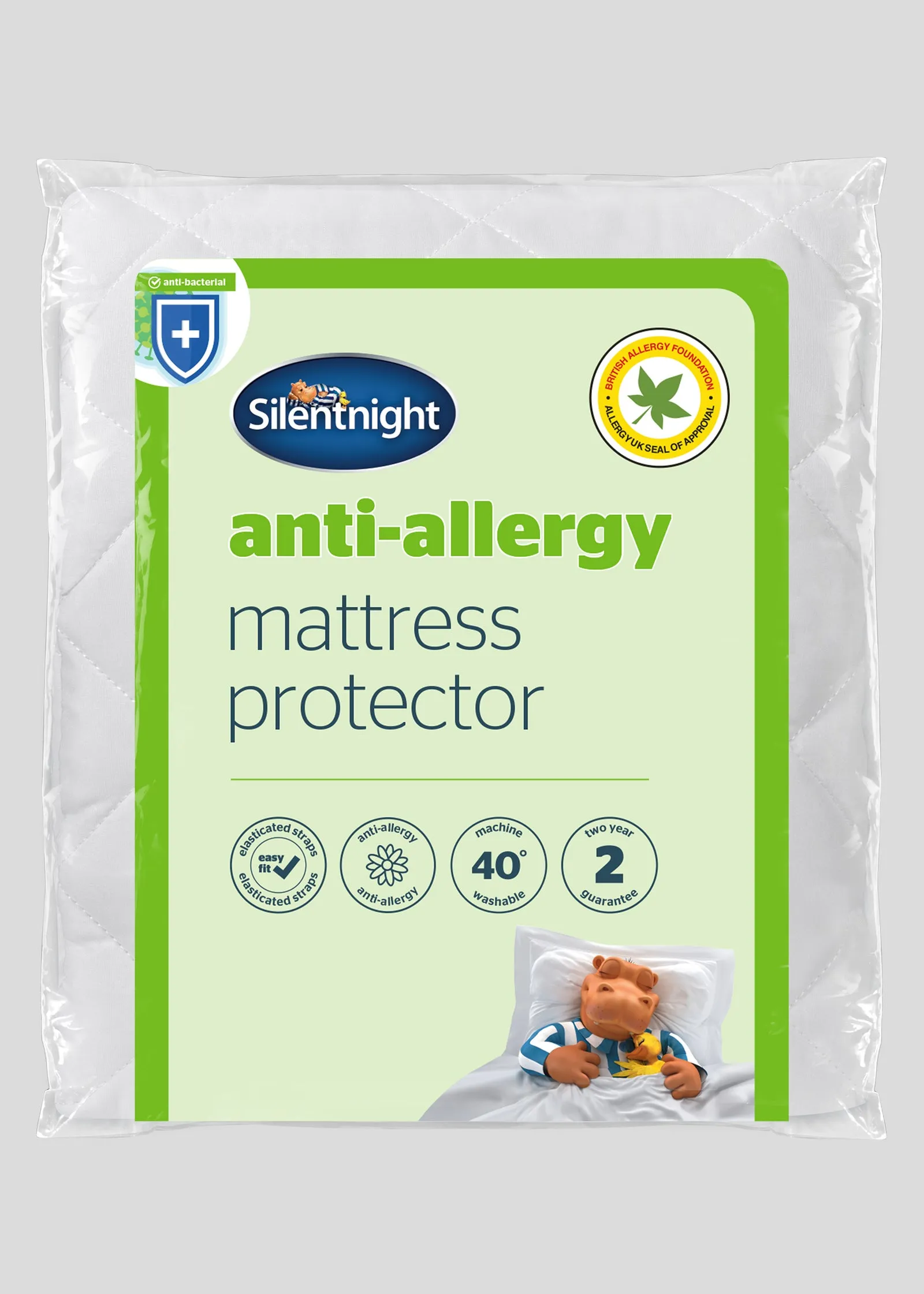 Anti-Allergy Single Mattress Protector - White, Polyester product